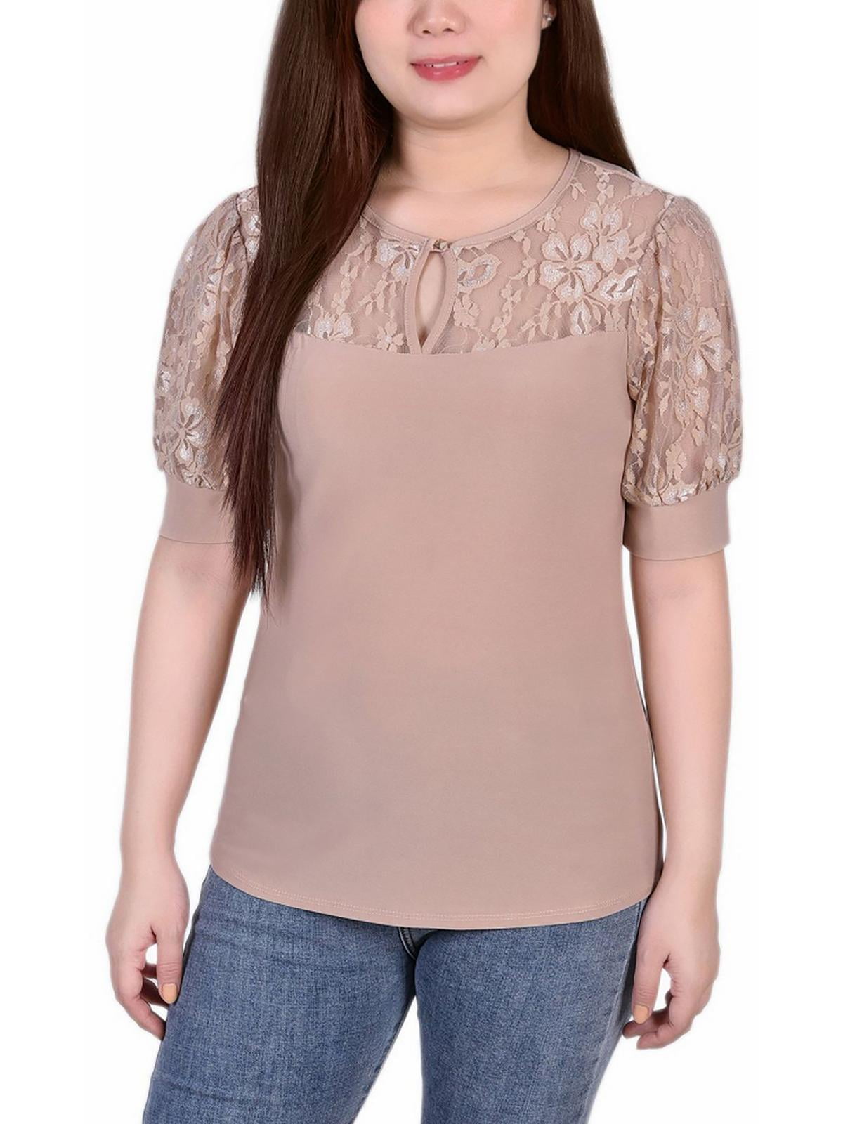 Petite Puff-Sleeve Lace Premium Top