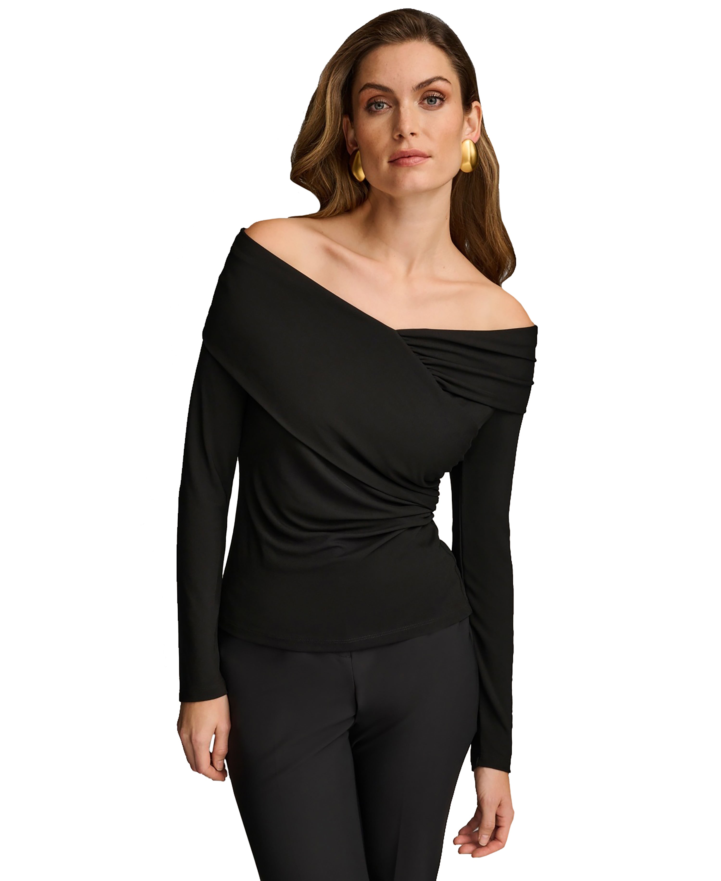 Donna Karan Women's Off-The-Shoulder Long-Sleeve Premium Top