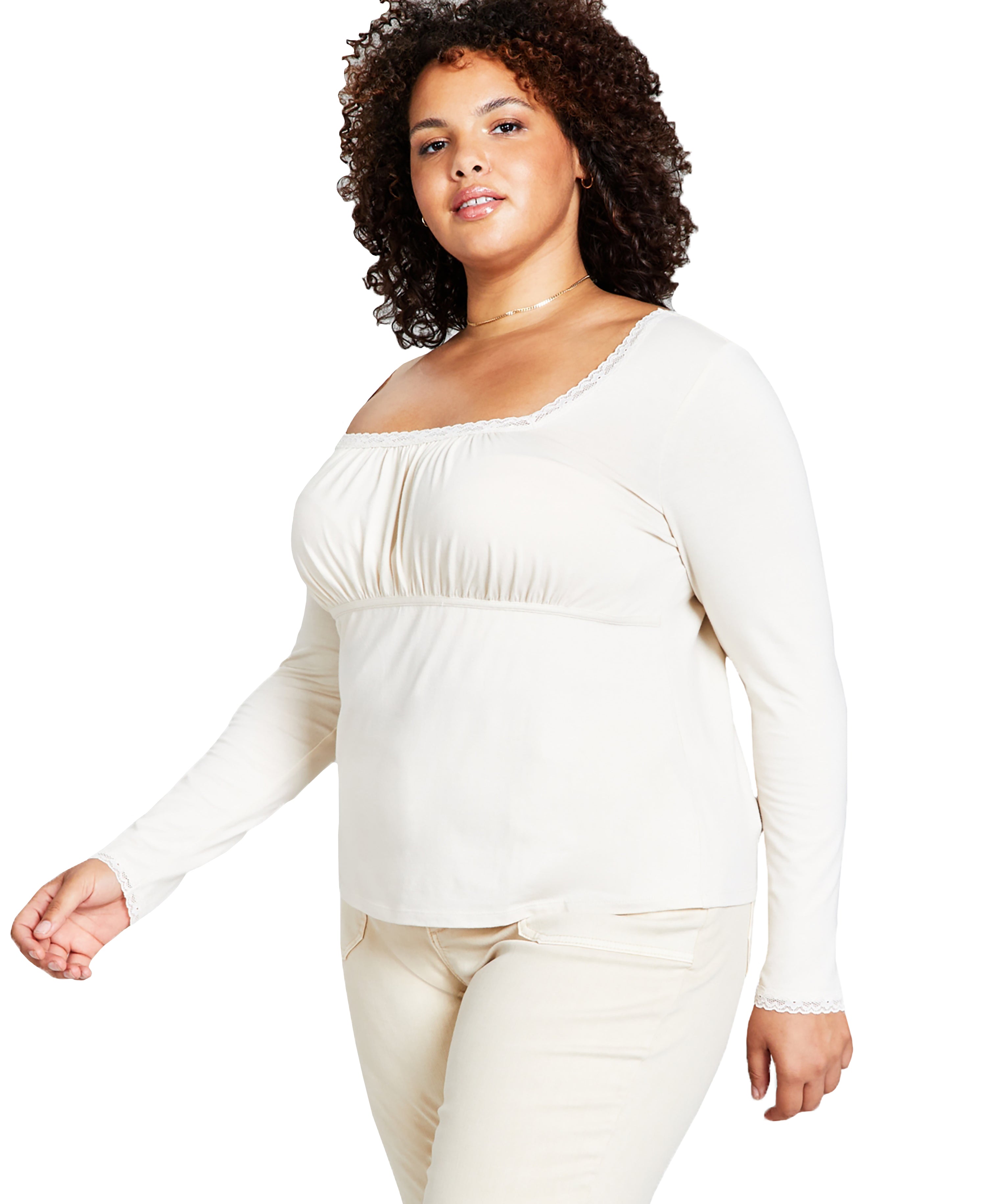Plus Size Ruched-Knit Premium Top