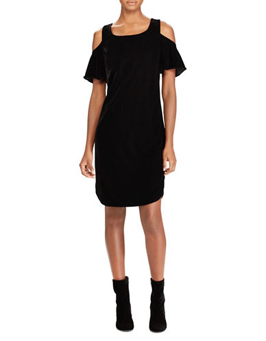 LAUREN RALPH LAUREN Womens Velvet Cold Shoulder Cocktail Dress