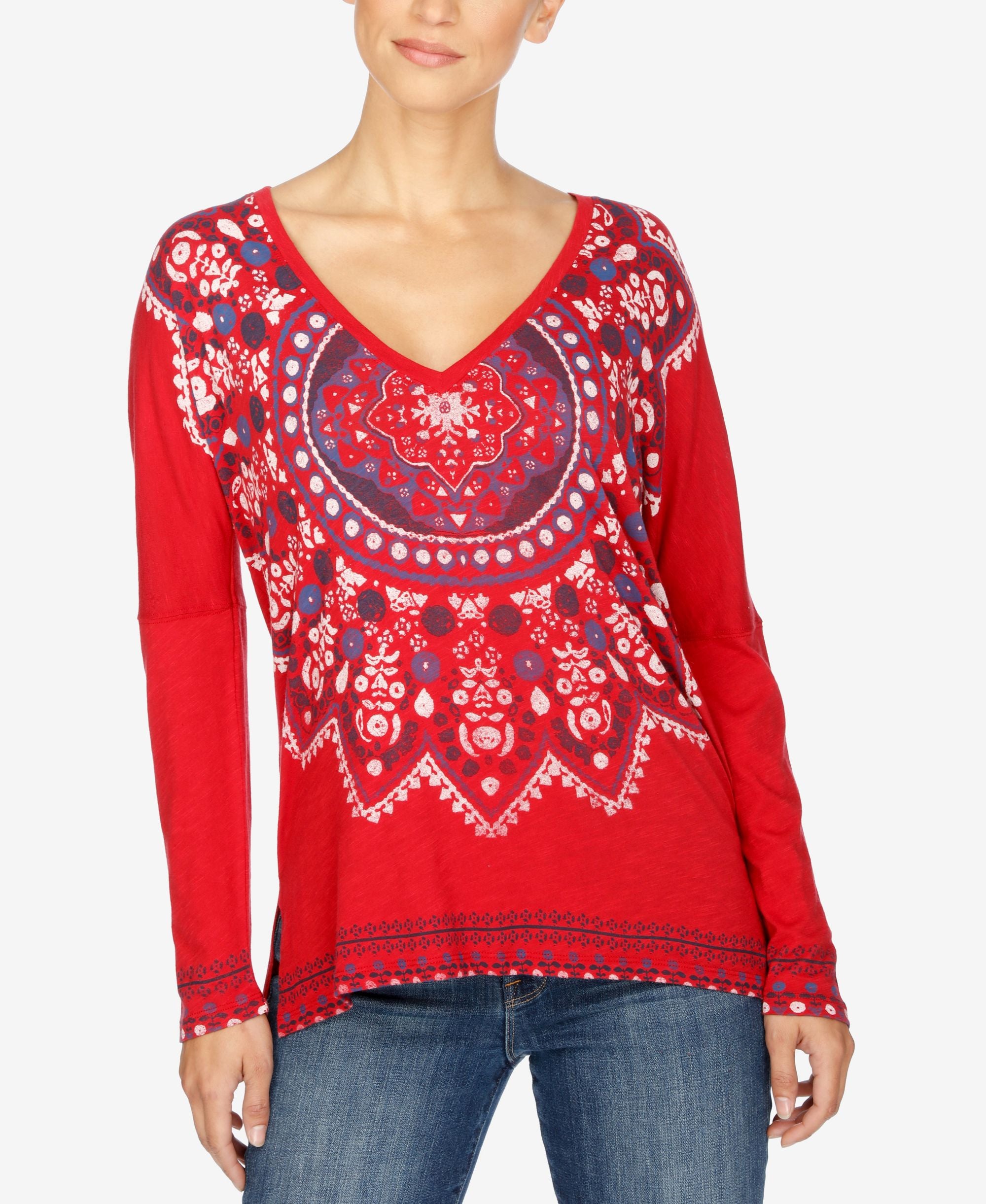 Lucky Brand Long-Sleeve Printed T-Modern Shirt