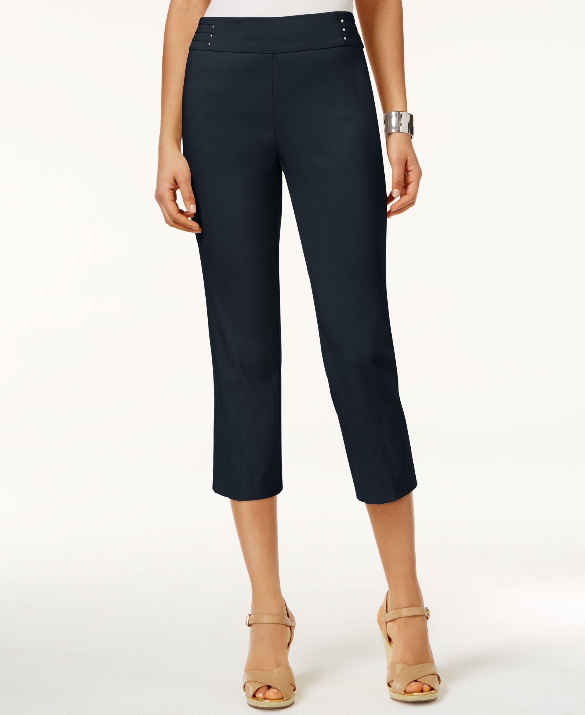 JM Collection Embellished Comfort-Waist Capri-Length Signature Pants