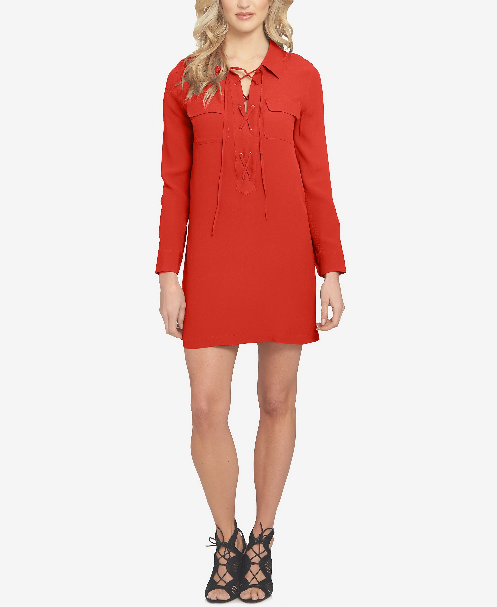 1.State Lace Up Shirtdress