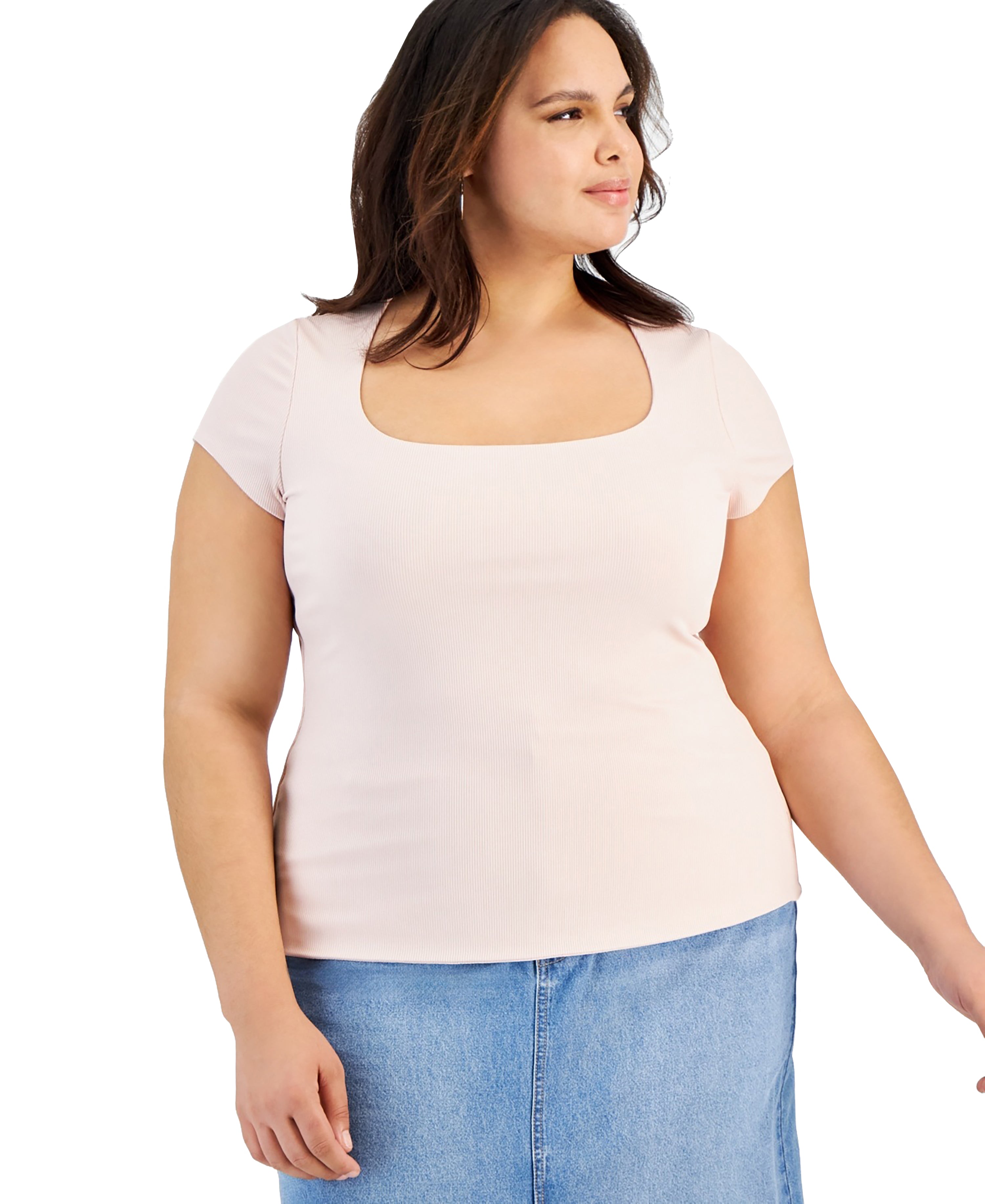 Modern Plus Size Square-Neck Premium Top