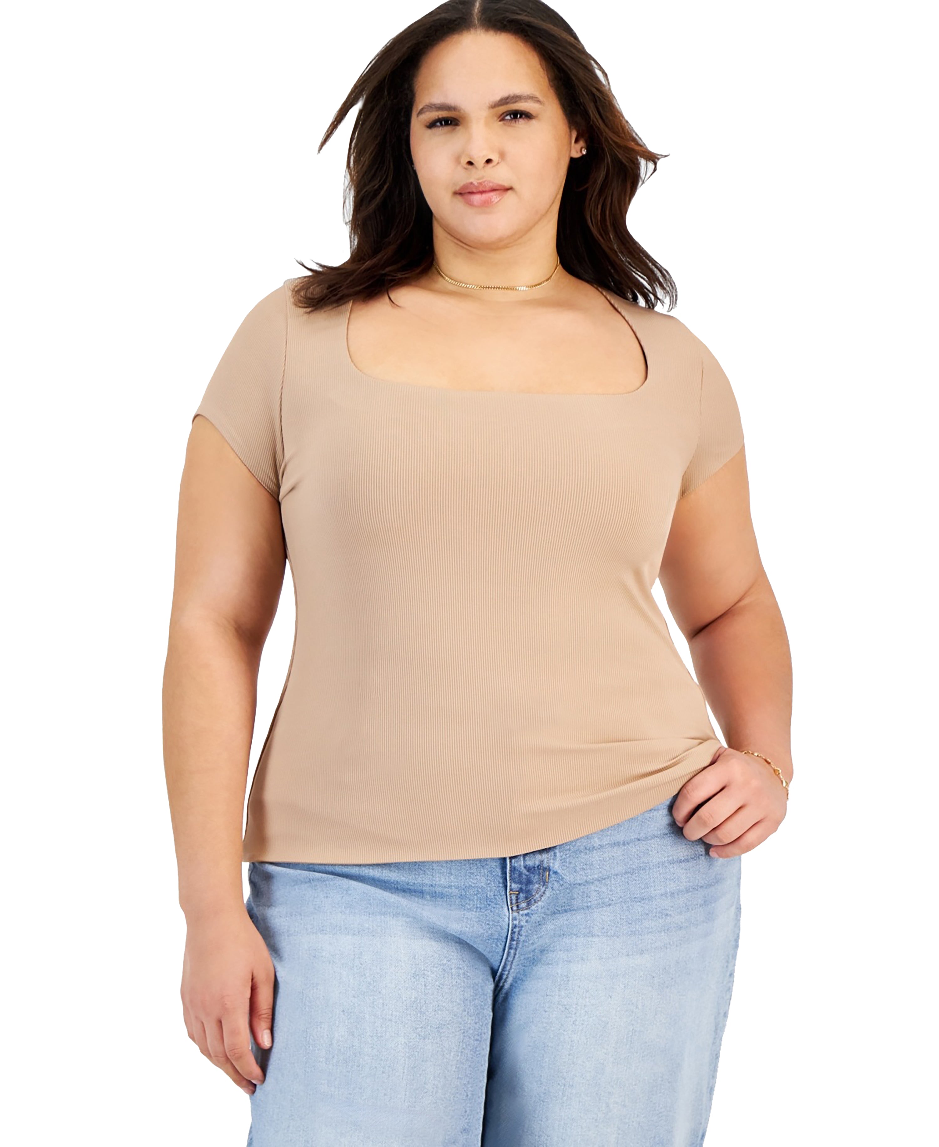 Modern Plus Size Square-Neck Premium Top