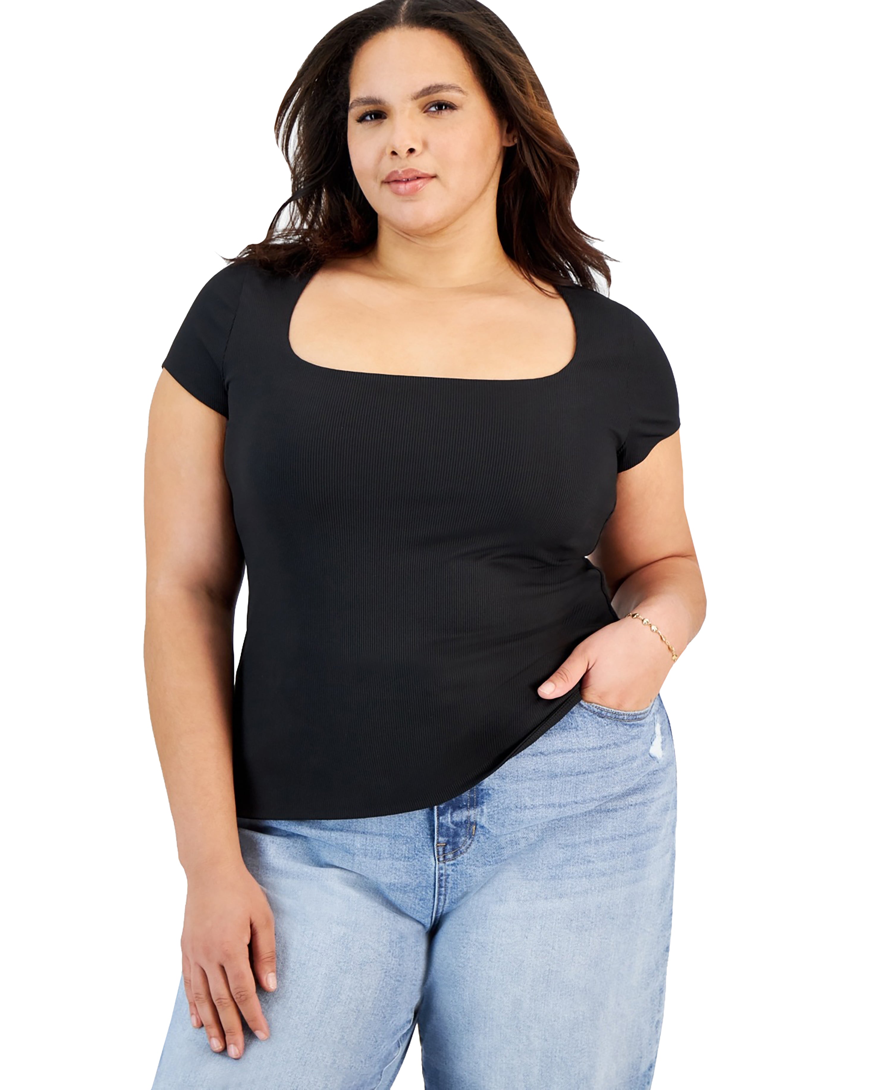 Modern Plus Size Square-Neck Premium Top