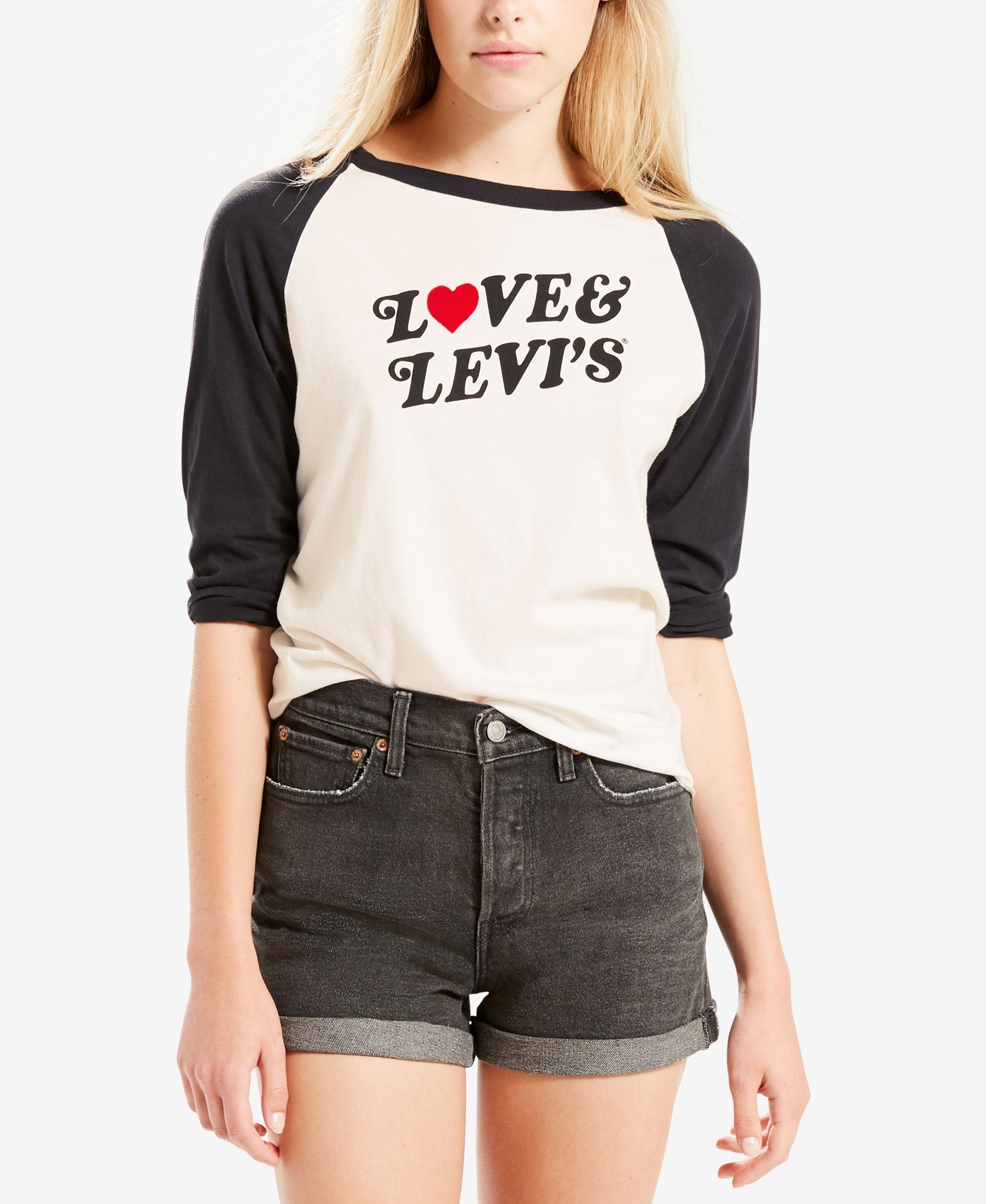 Levis Cotton Raglan Sleeve Graphic Premium Top