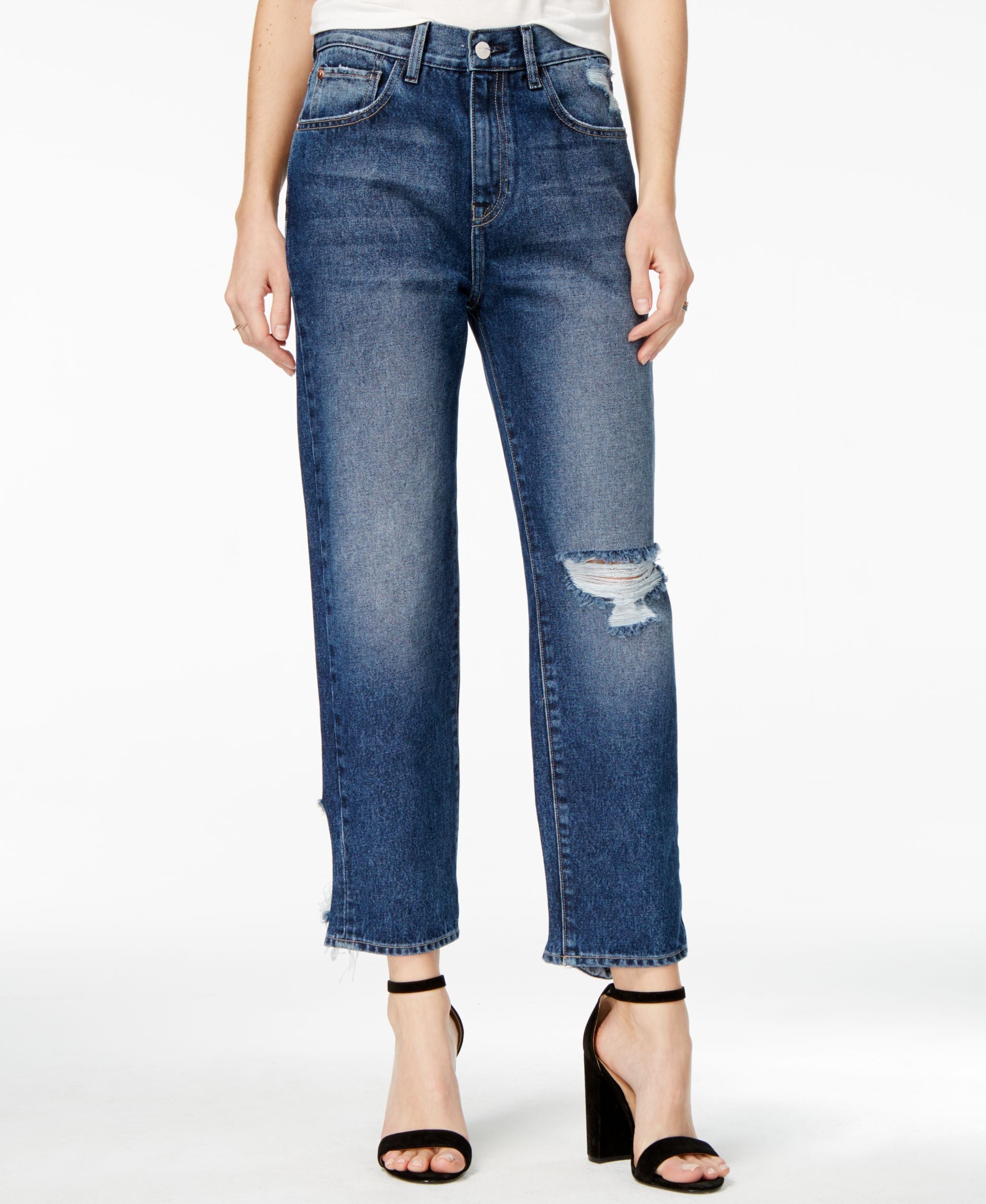 M1858 Frida Ripped Timeless High Rise Straight-Cut Premium Jeans