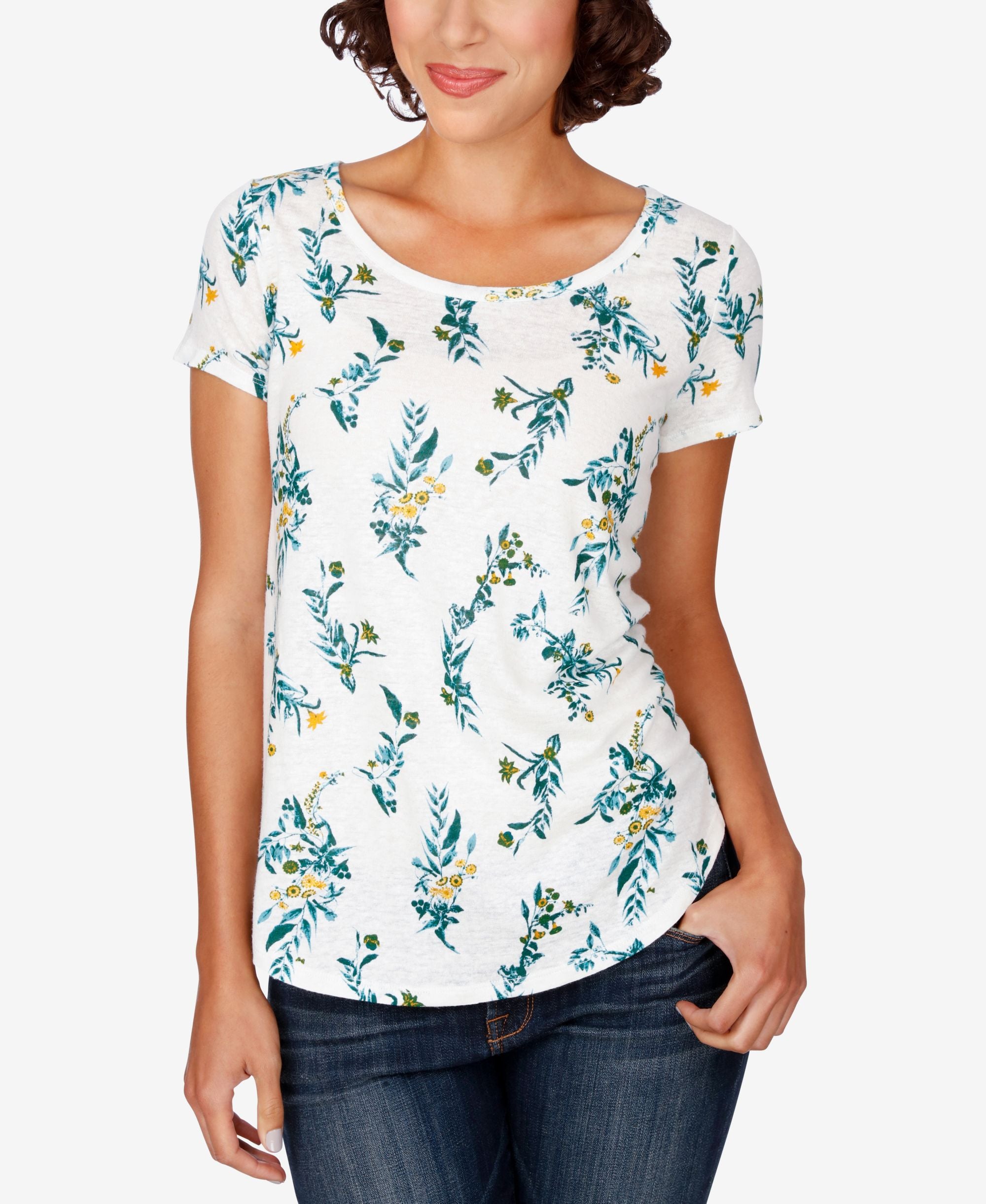 Lucky Brand Floral Vines Printed T-Modern Shirt