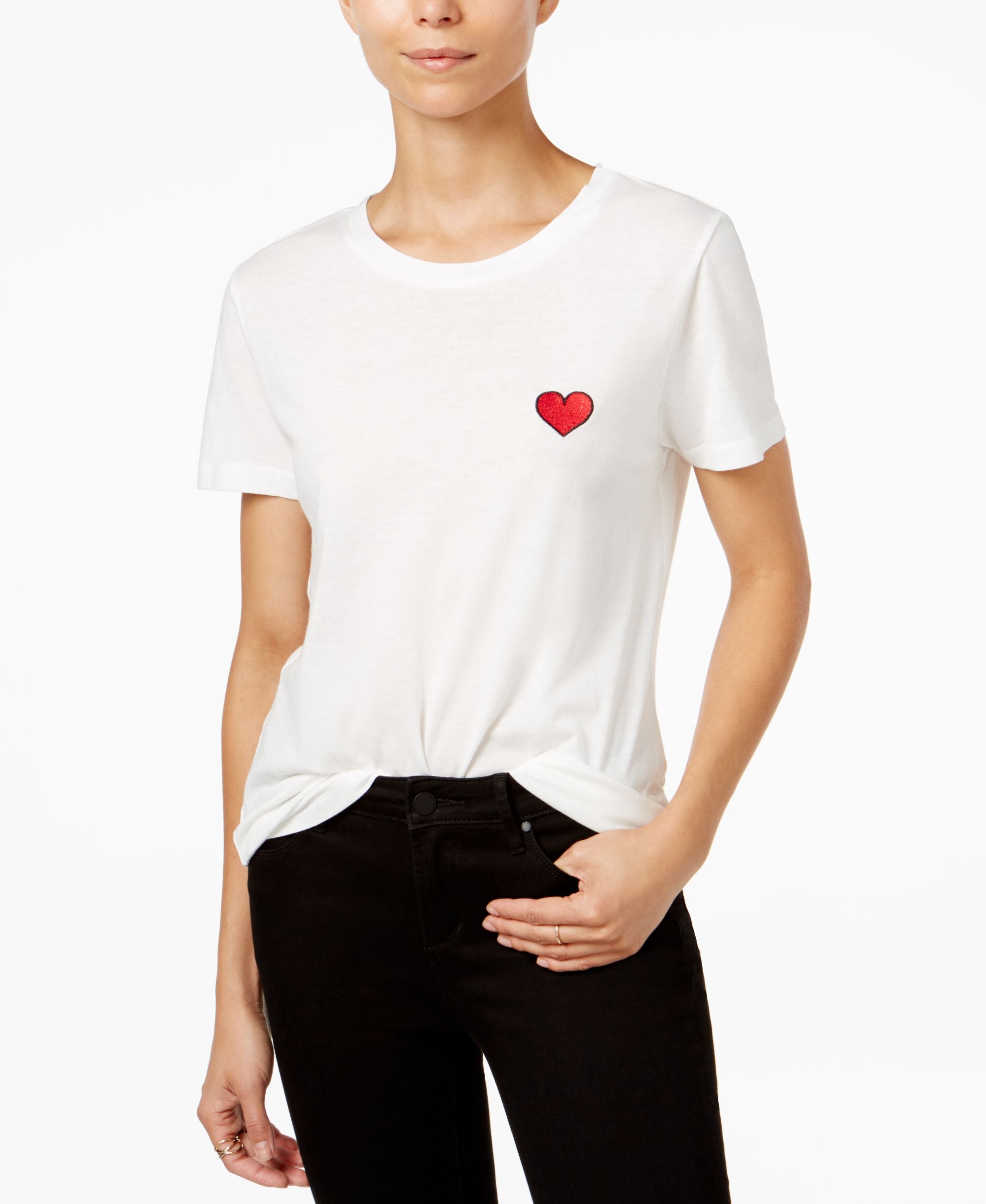Carbon Copy Cotton Heart Embroidered T-Modern Shirt