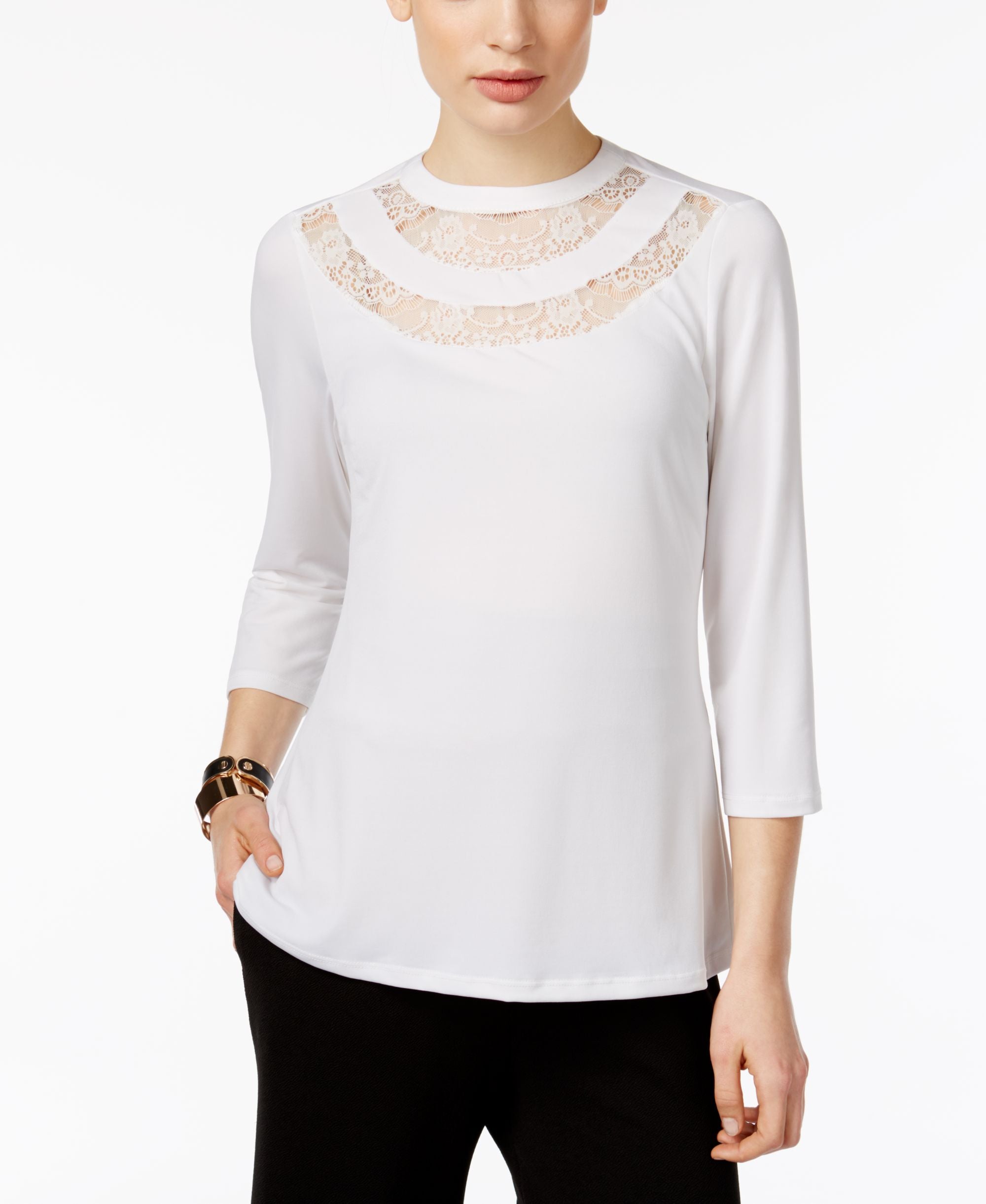 Ny Collection Lace Trim Premium Top