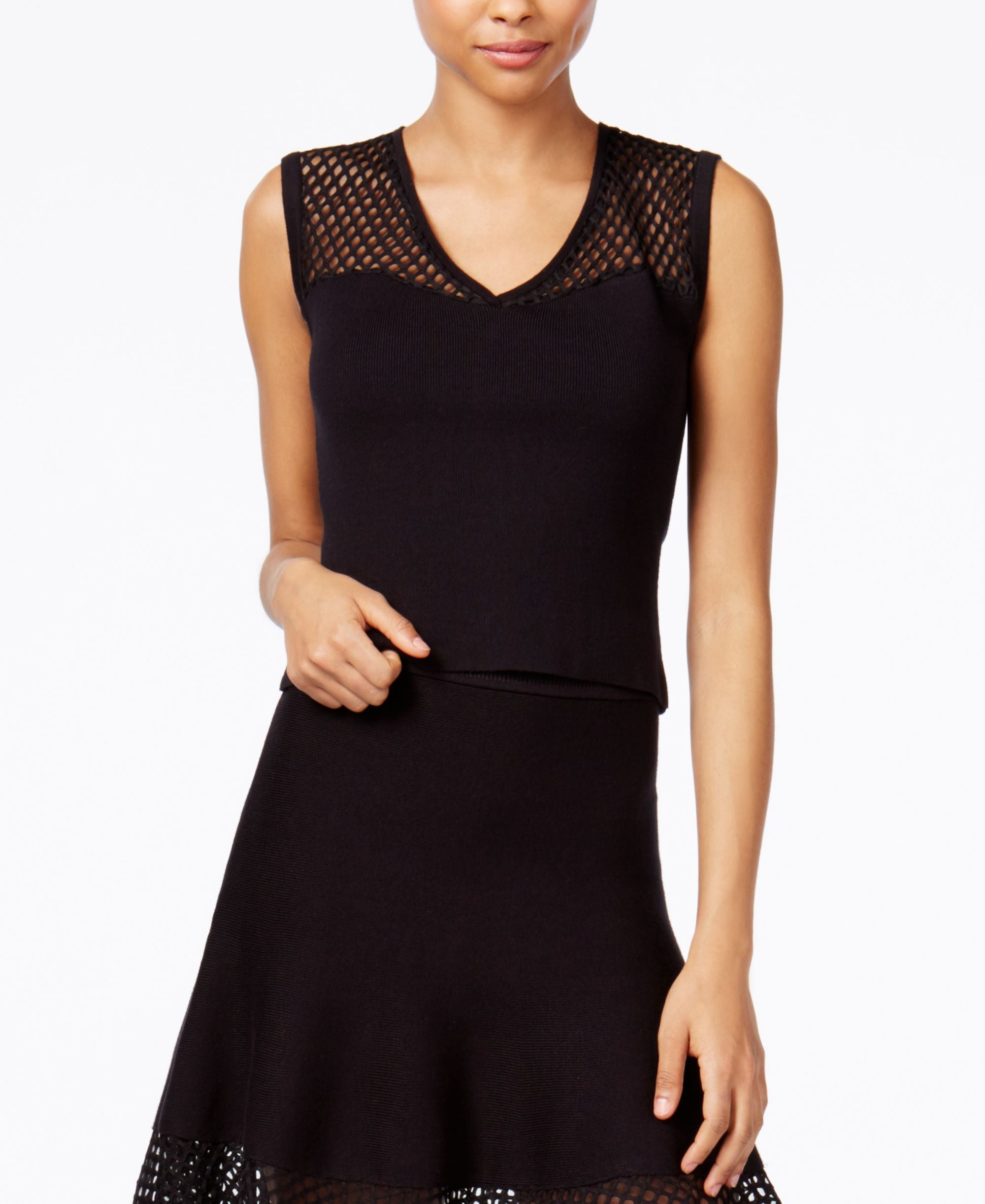 Rachel Rachel Roy Mixed Media Crop Premium Top