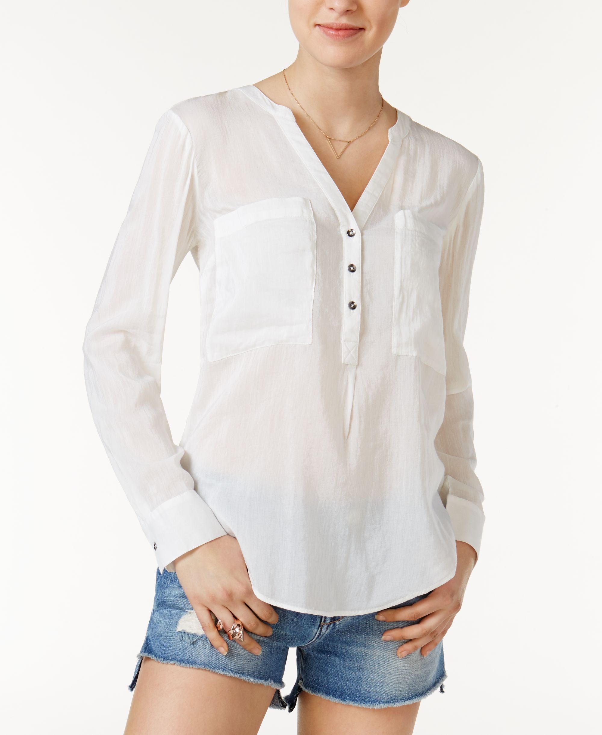 William Rast Selina ideal Split Neck Modern Shirt