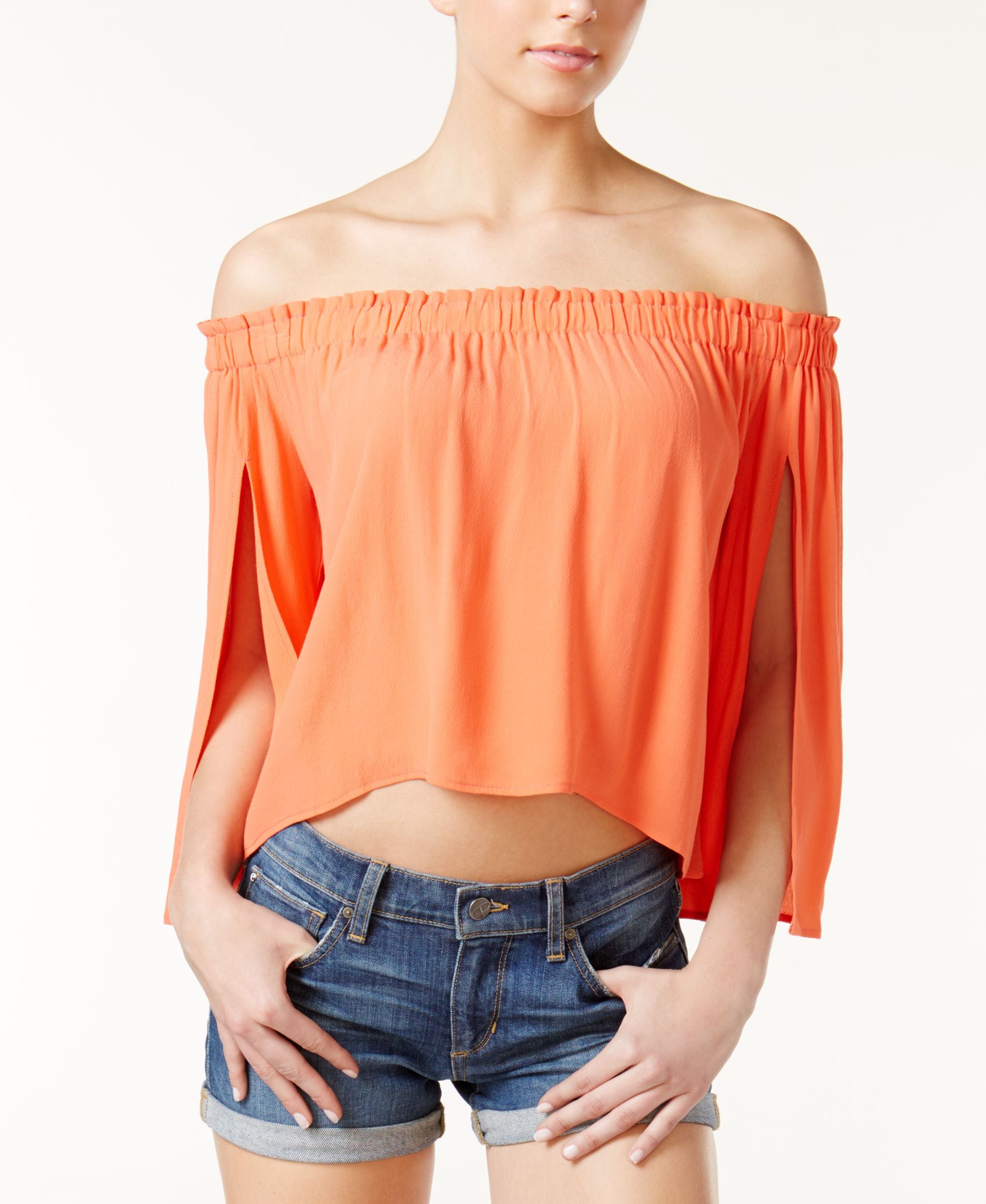 Astr Anabelle Off The Shoulder Crop Premium Top