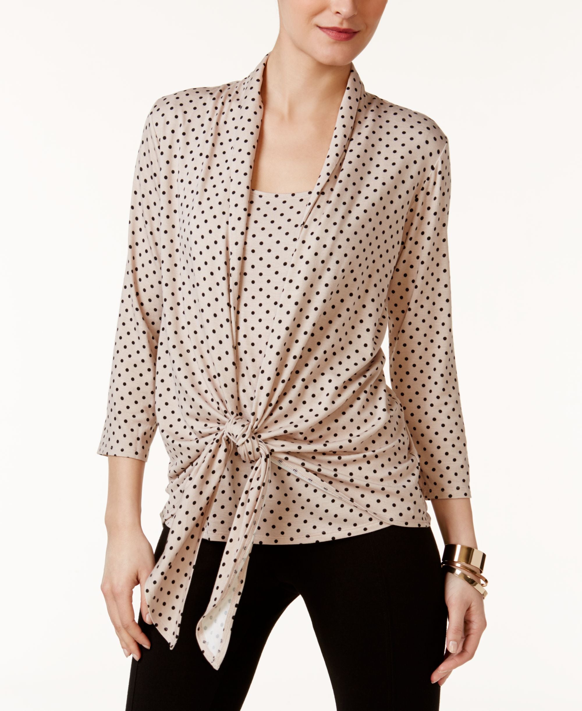 NY Collection Layered Look Draped Signature Blouse
