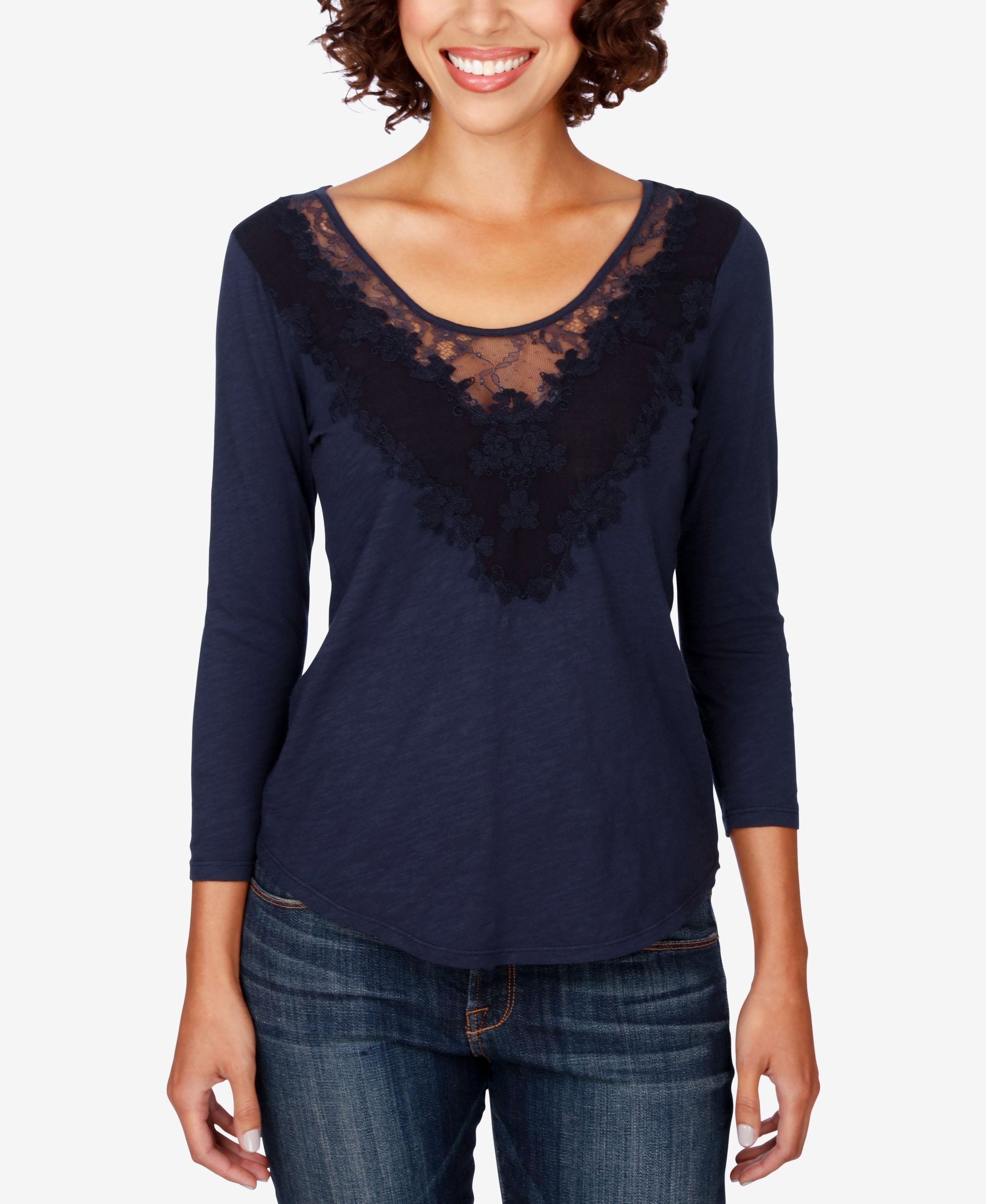 Lucky Brand Lace Applique Premium Top