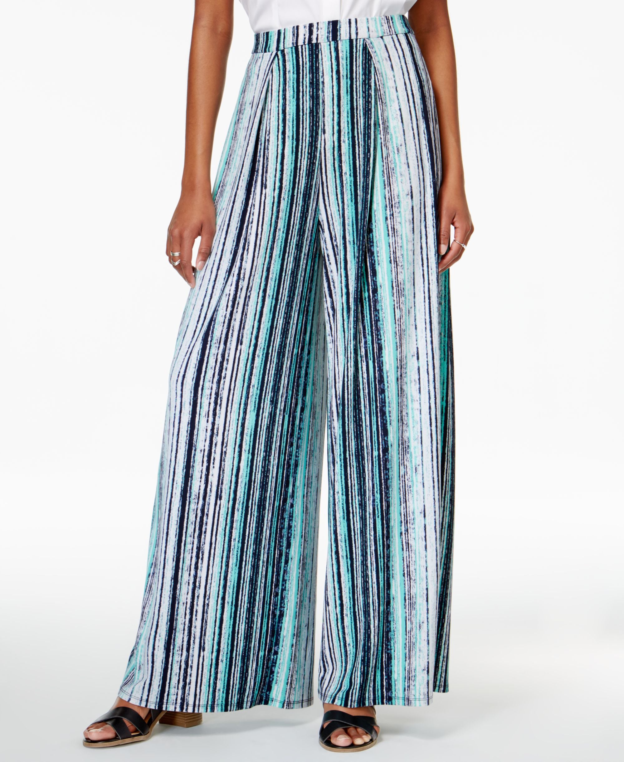 Bar III Striped Wide-Leg Signature Pants