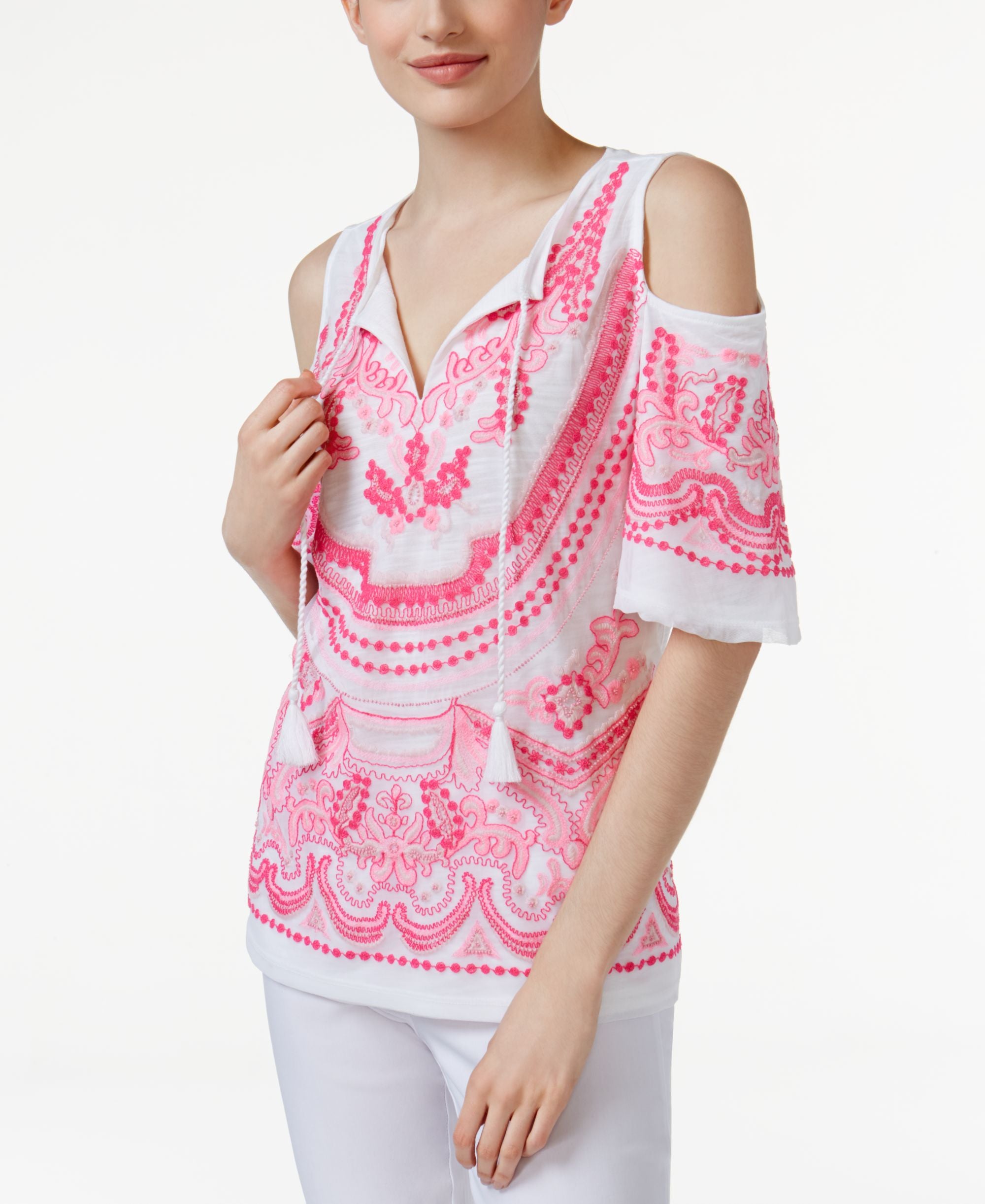 I.N.C. Cold-Shoulder Peasant Premium Top