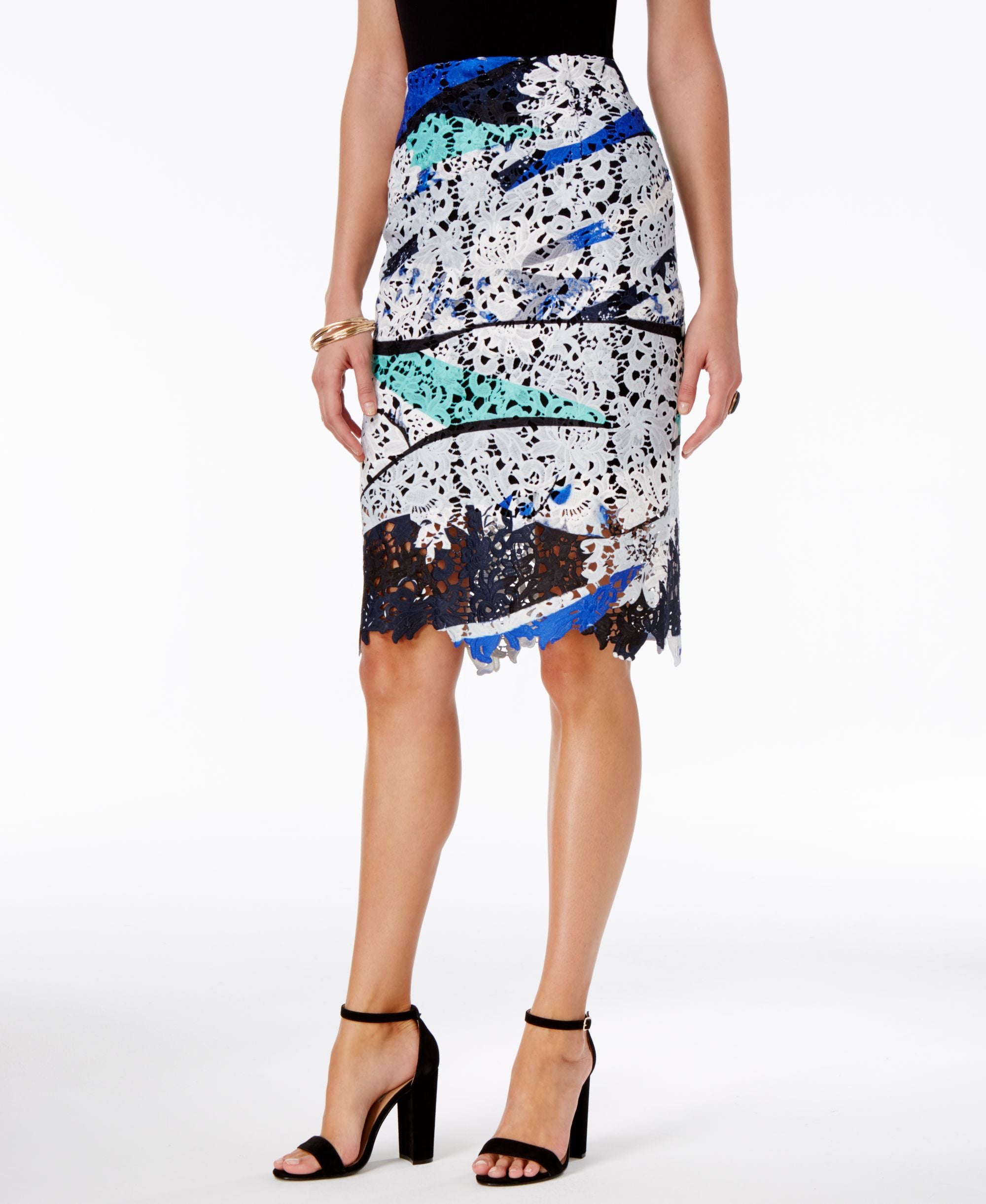 Bar III Printed Lace Modern Skirt