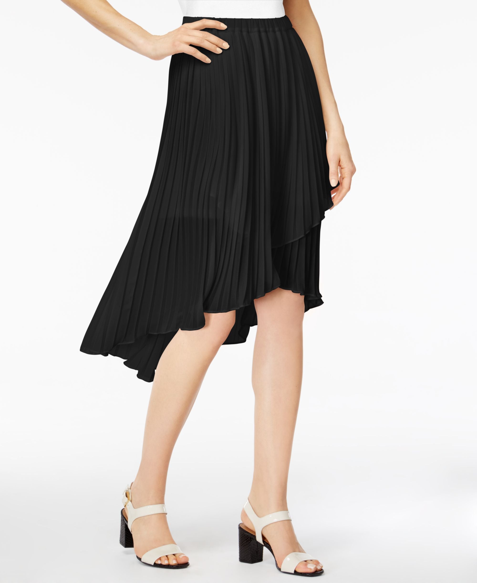 Ny Collection Pleated Asymmetrical Modern Skirt