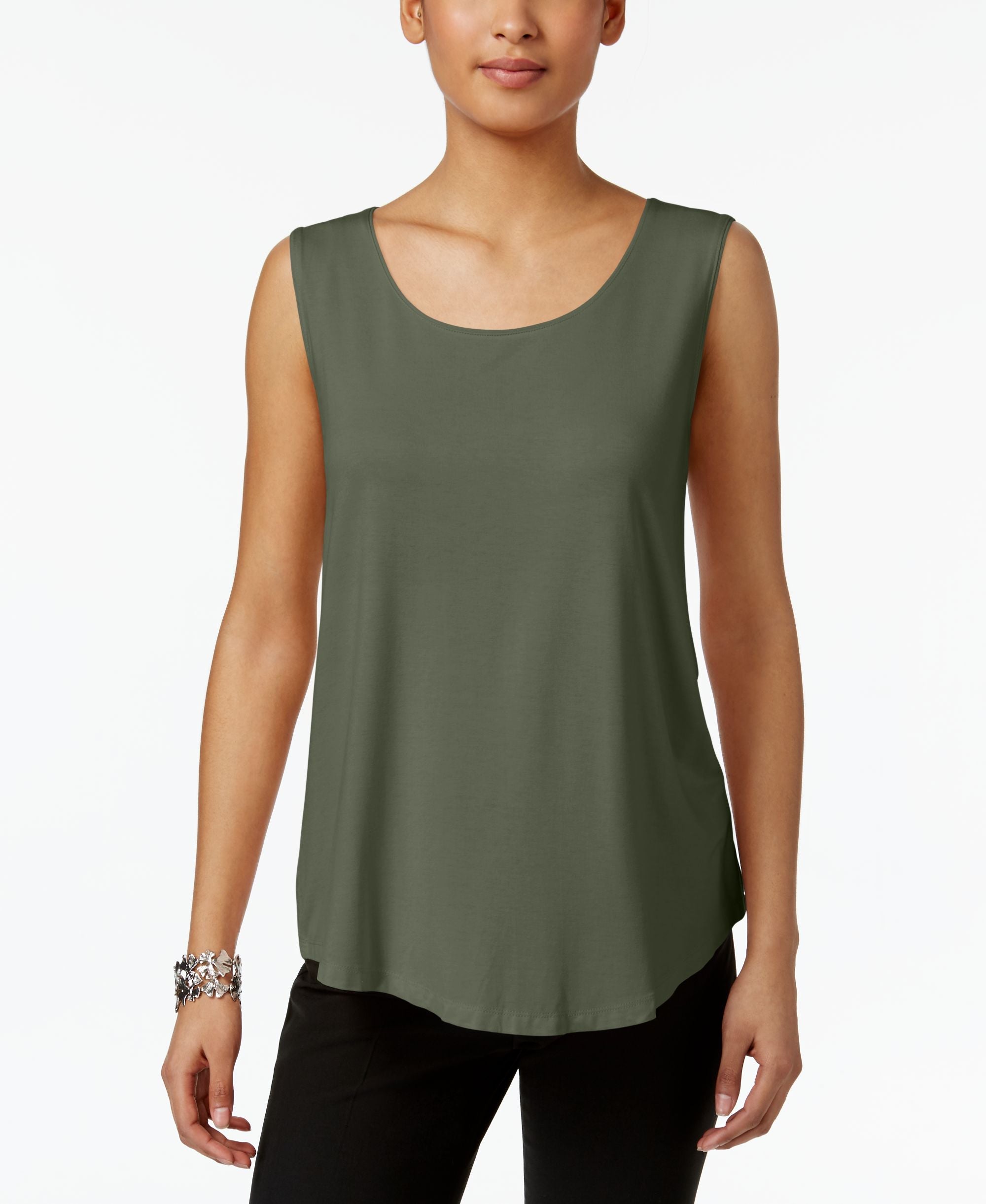 JM Collection Petite Scoop Neck Tank Premium Top