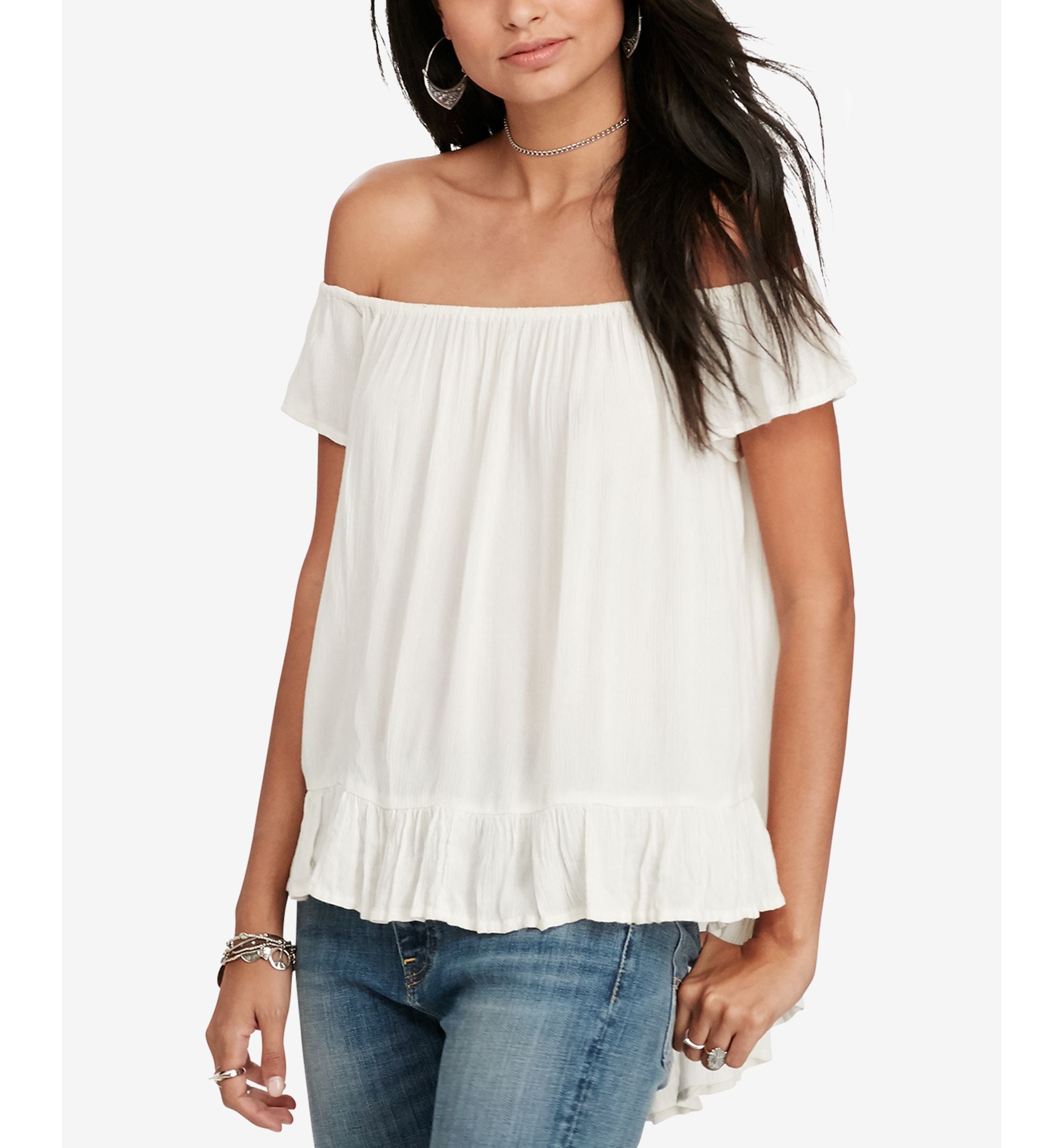 Denim Supply Ralph Lauren Crepe Off The Shoulder Premium Top