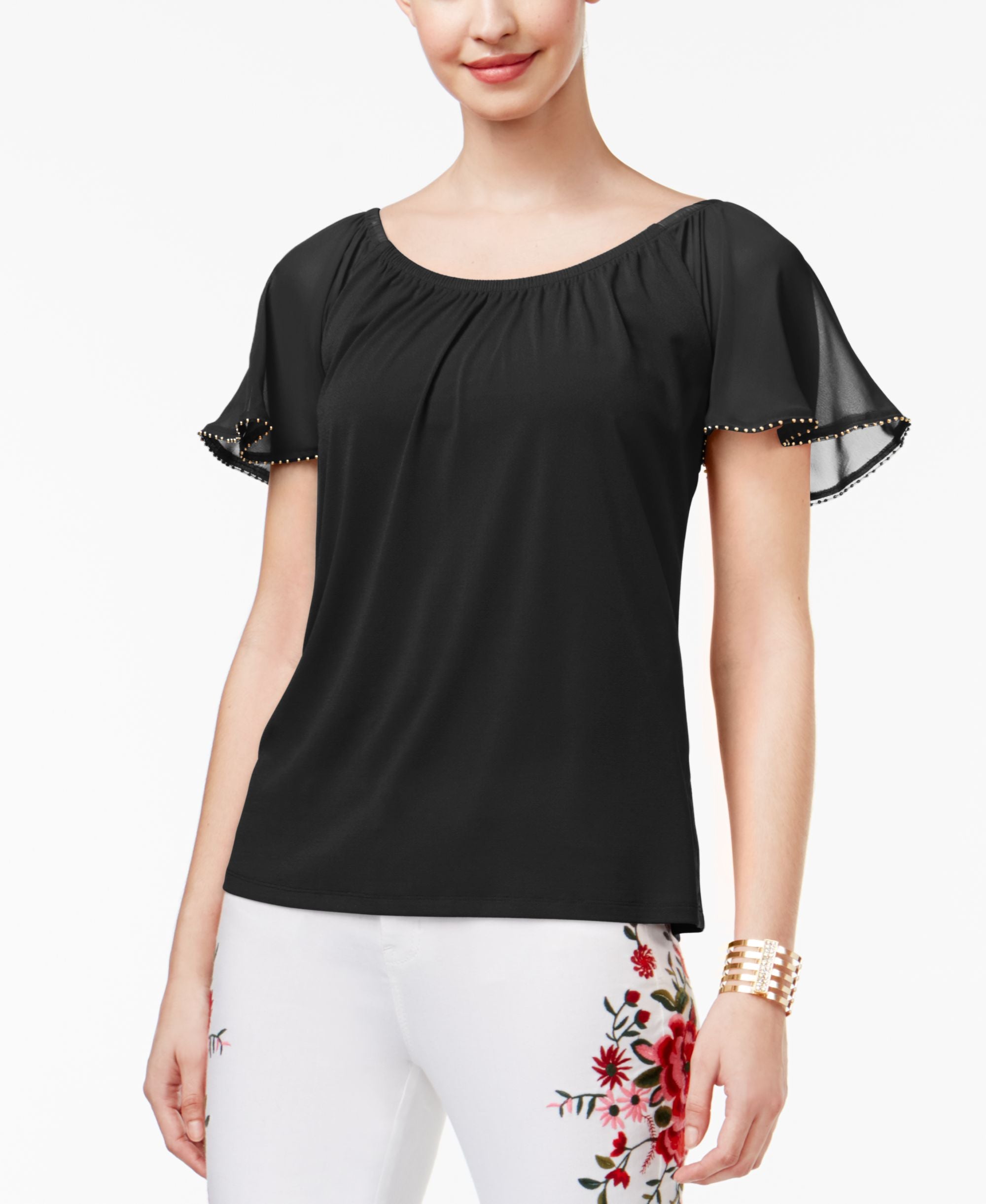 Thalia Sodi Flutter-Sleeve Premium Top