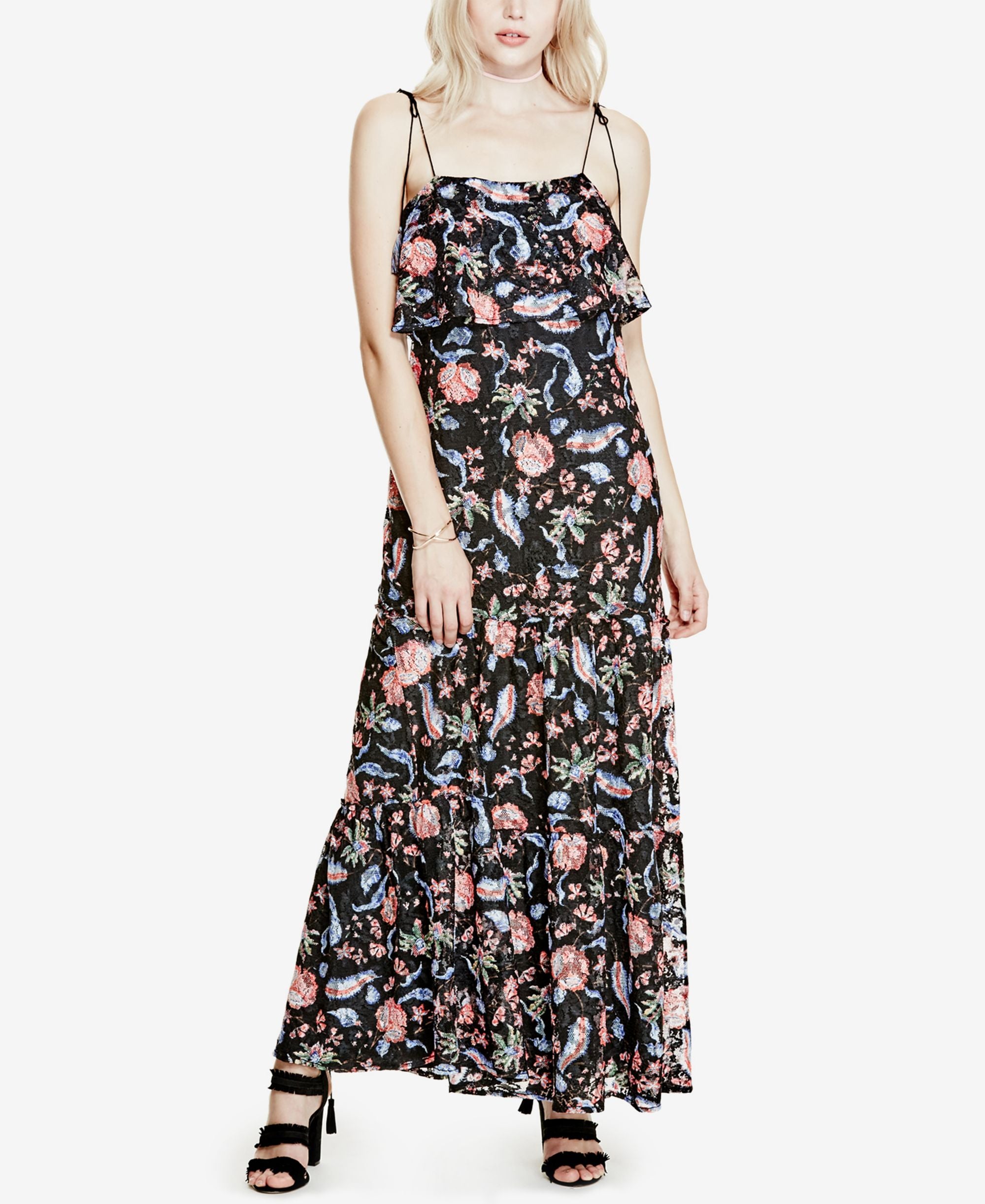 Guess Indie Printed Lace Maxi Dress