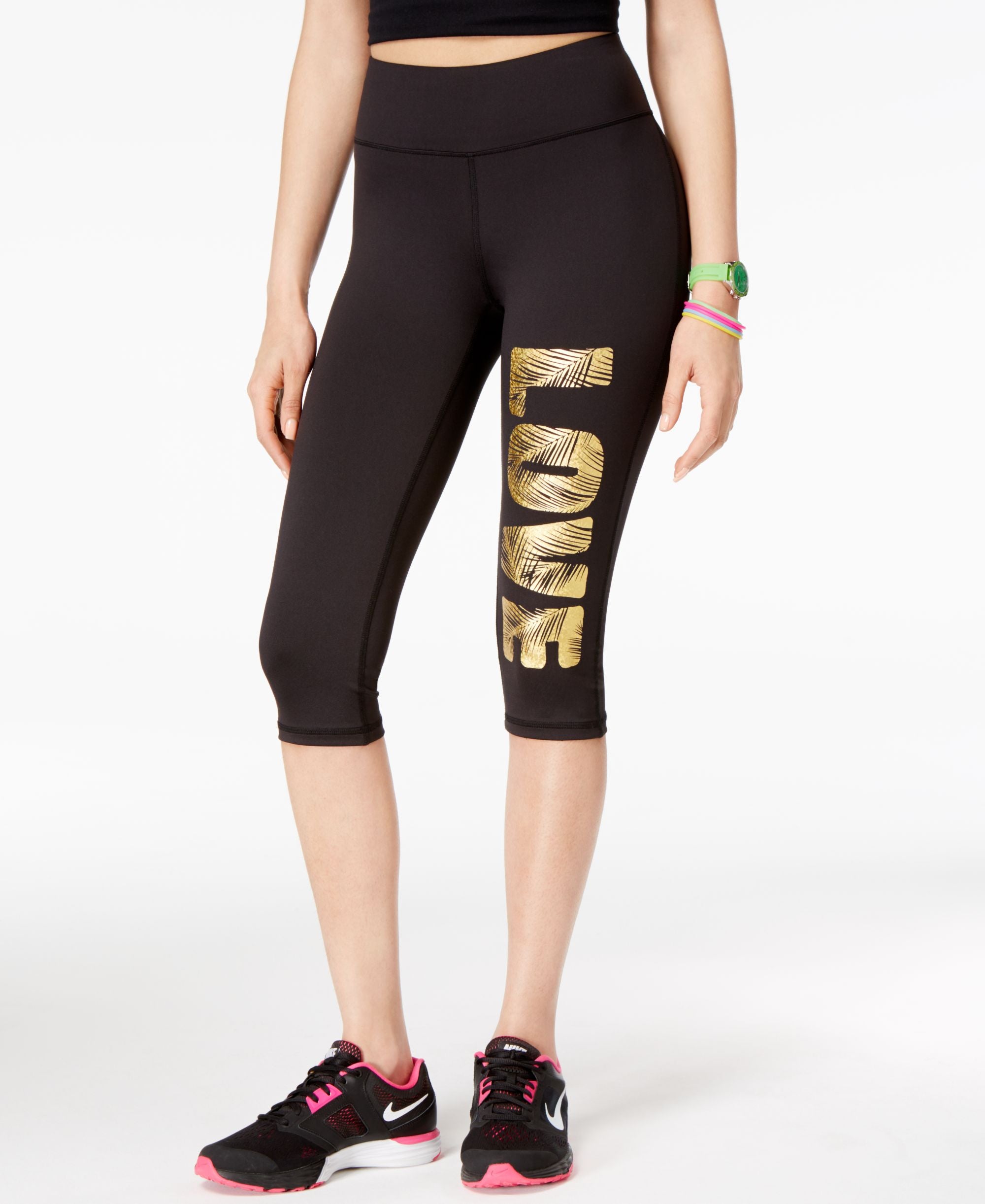 Material Girl Performance Juniors Love Graphic Cropped Leggings