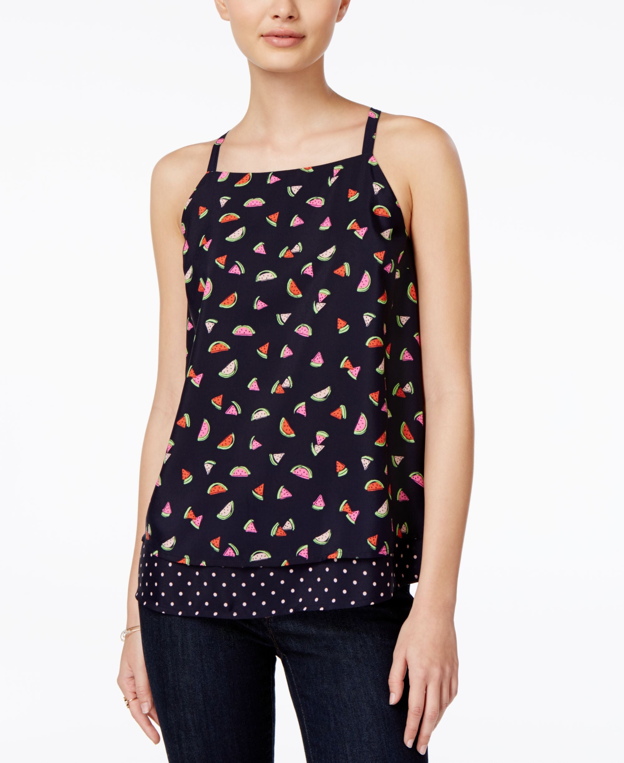 Maison Jules Printed Layered Look Premium Top