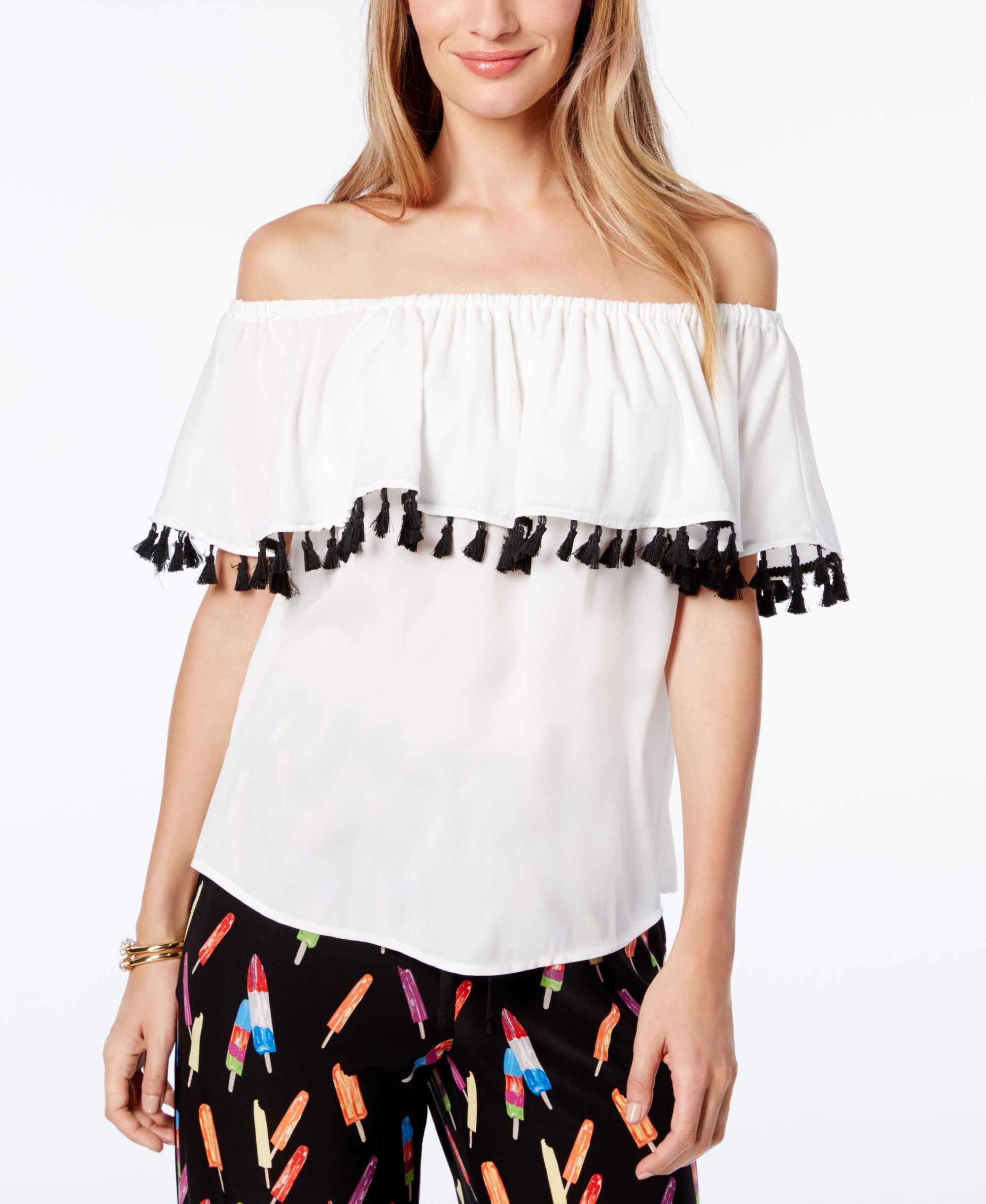 INC International Concepts Popsicle Off The Shoulder Premium Top