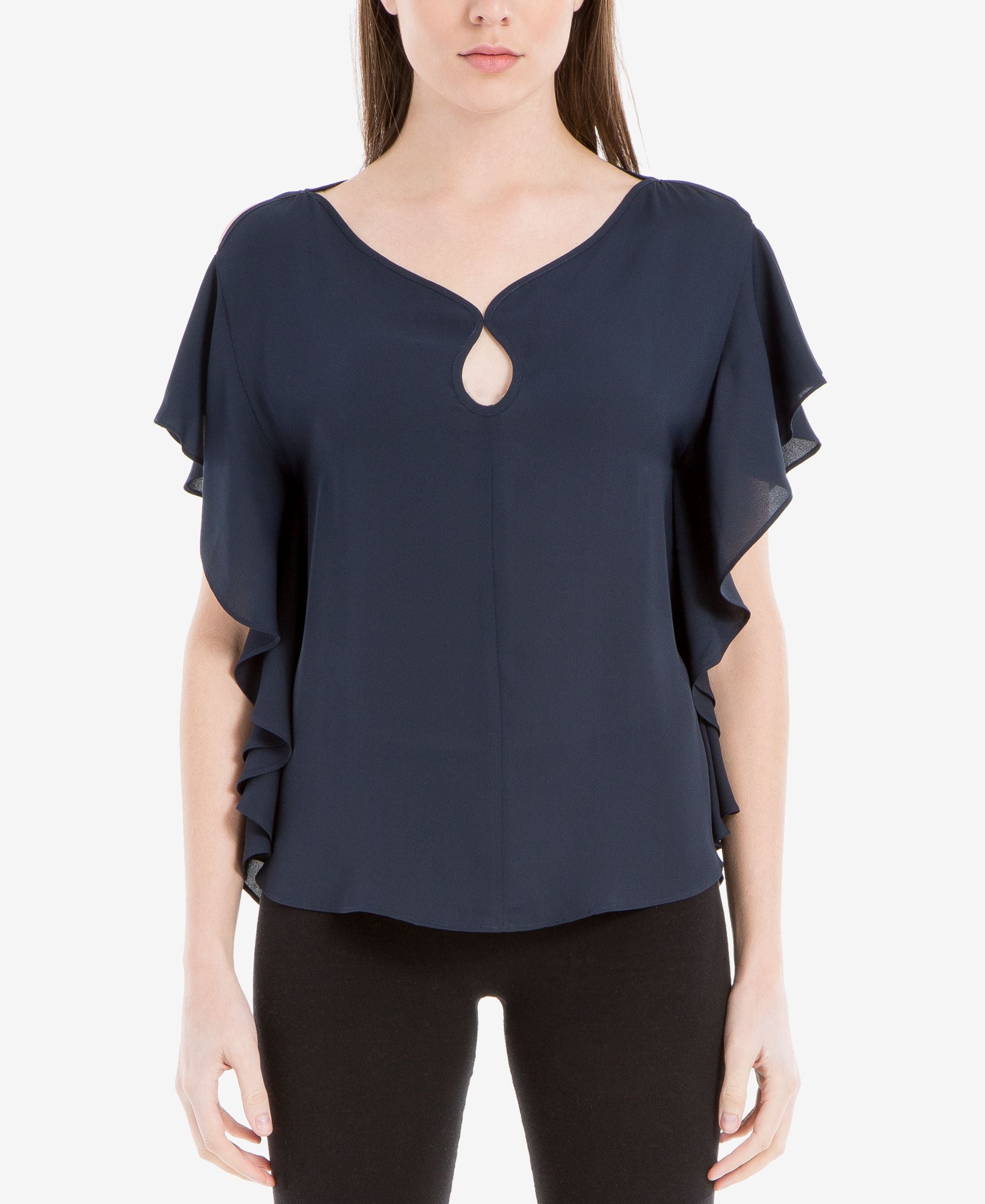 Max Studio London Keyhole Flutter-Sleeve Premium Top