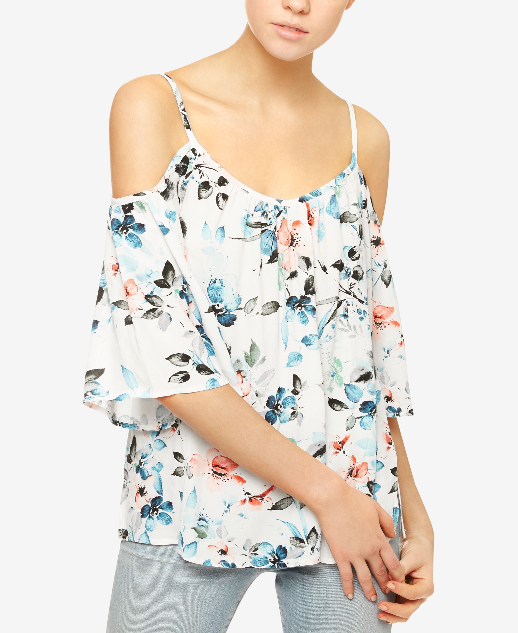 Sanctuary Camilla Floral Print Cold Shoulder Premium Top