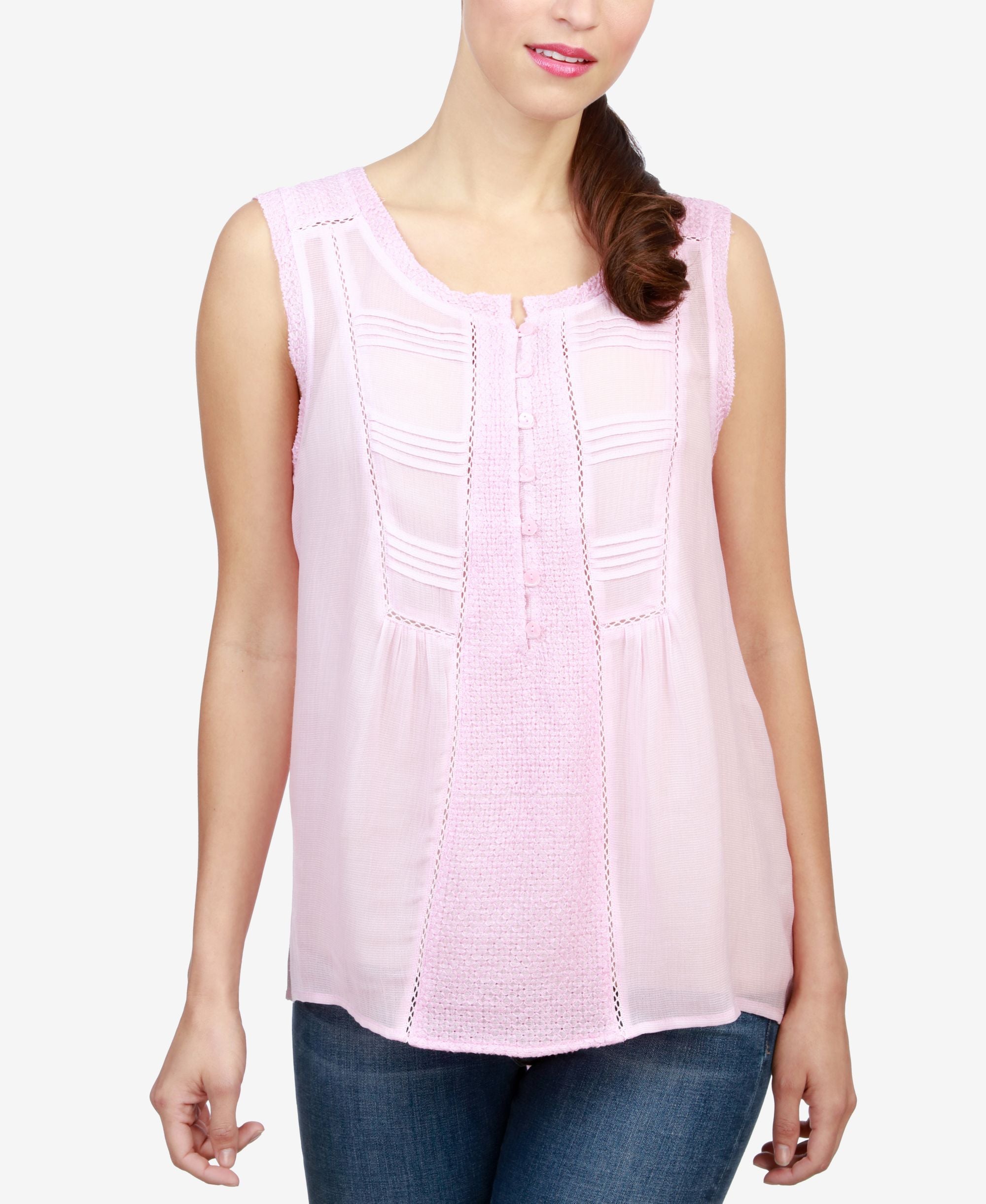 Lucky Brand Audrey Crochet Trim Tank Premium Top