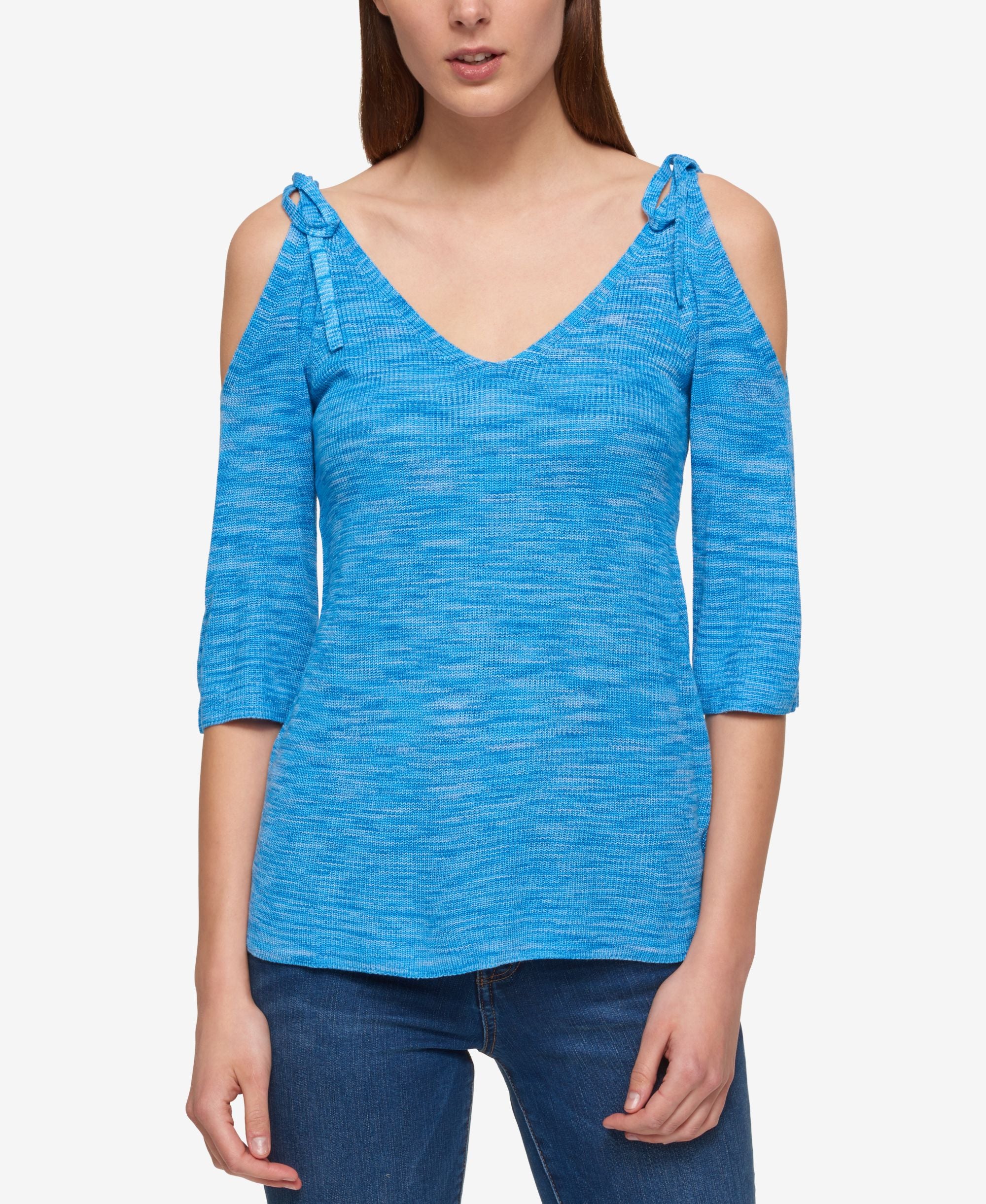 Tommy Hilfiger Three Quarter Sleeve Cold Shoulder Sweater