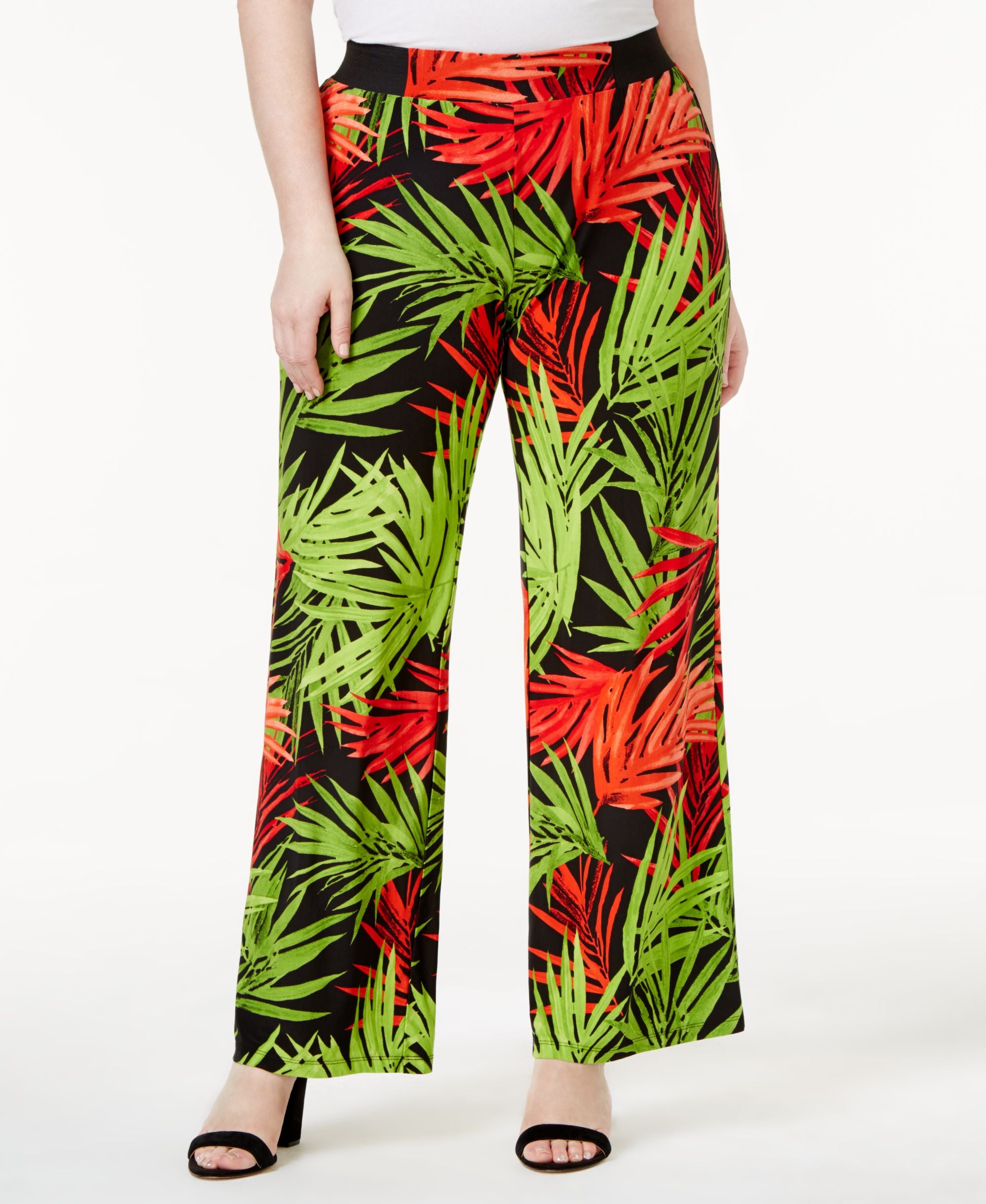 INC International Concepts Plus Size Printed Knit Wide-Leg Signature Pants