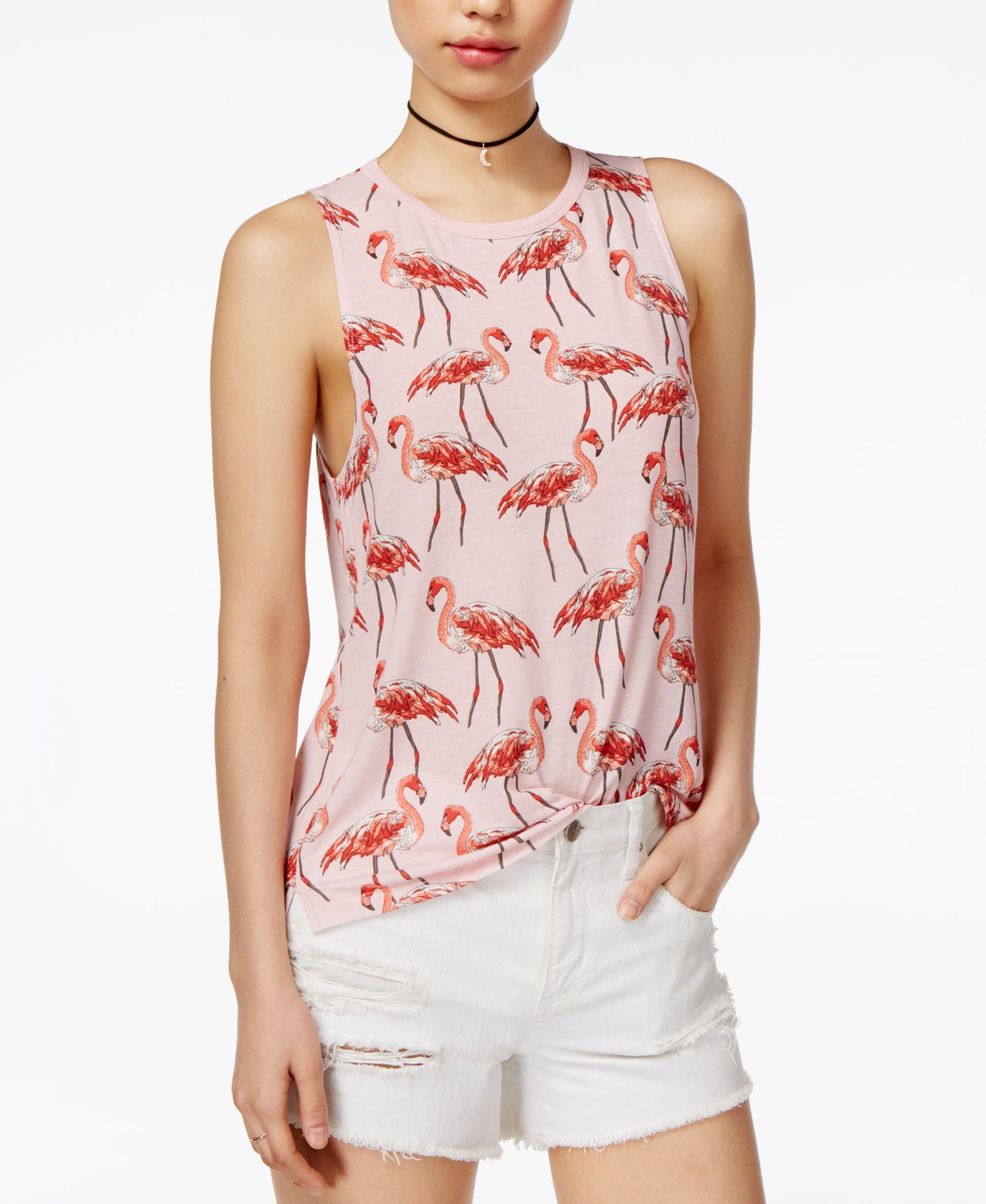 Carbon Copy Flamingo Print Tank Premium Top