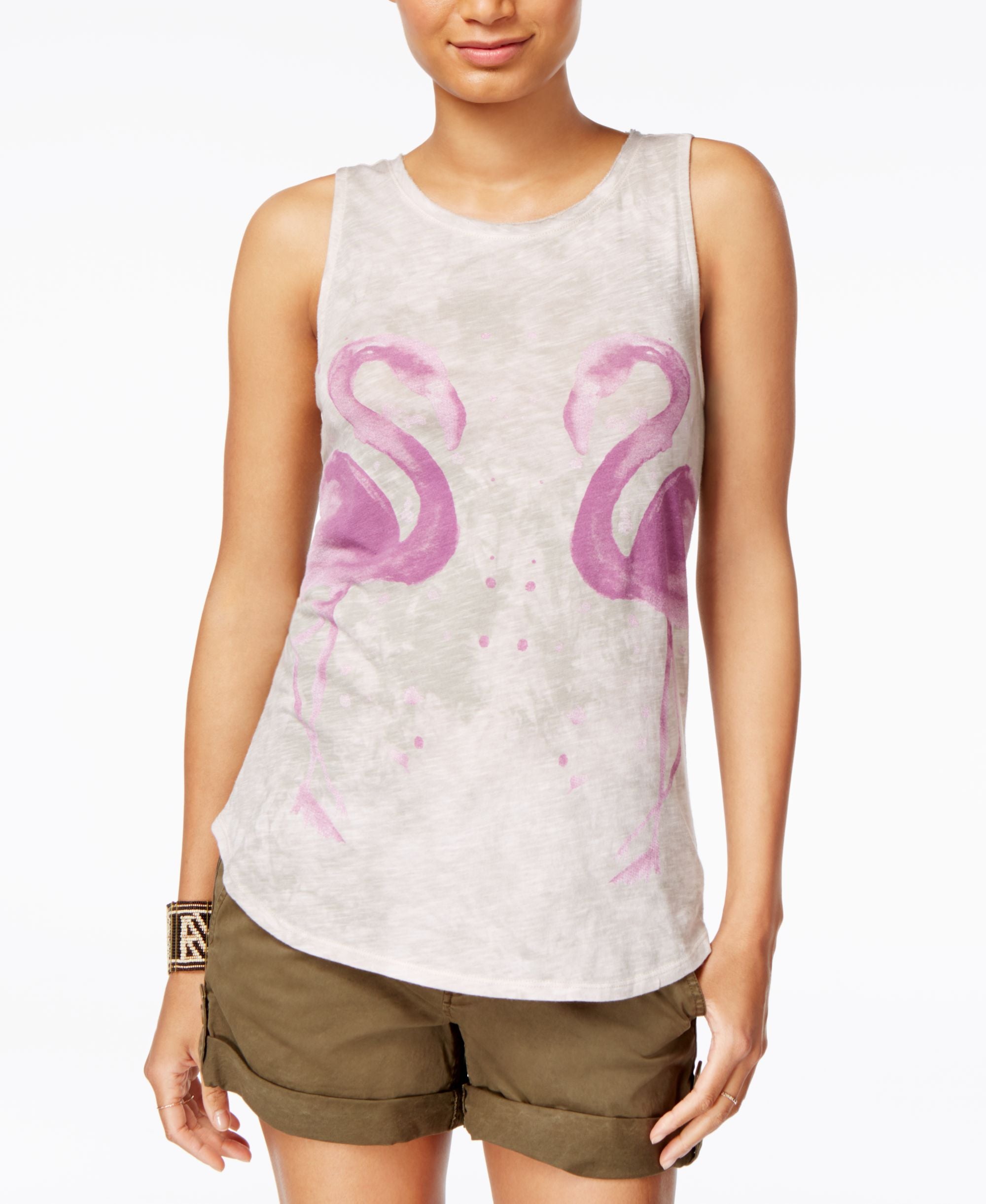 Lucky Brand Flamingo Graphic Tank Premium Top