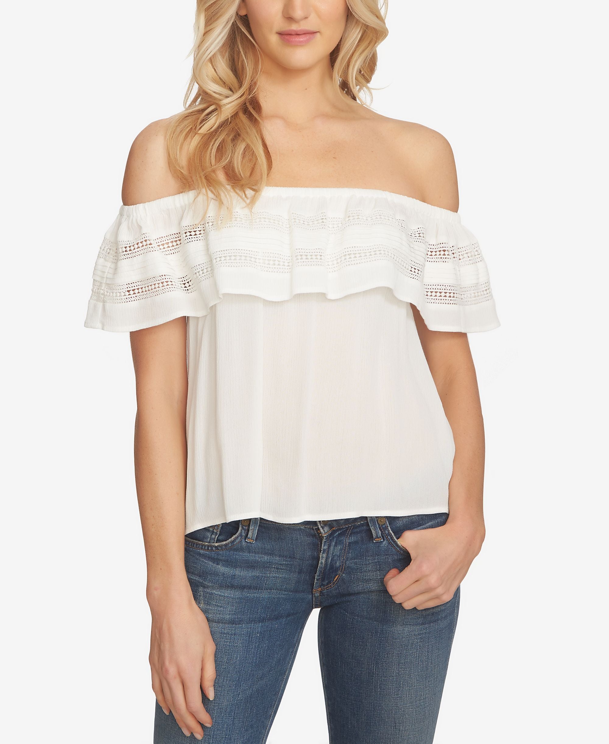 1.State Off The Shoulder Ruffled Premium Top