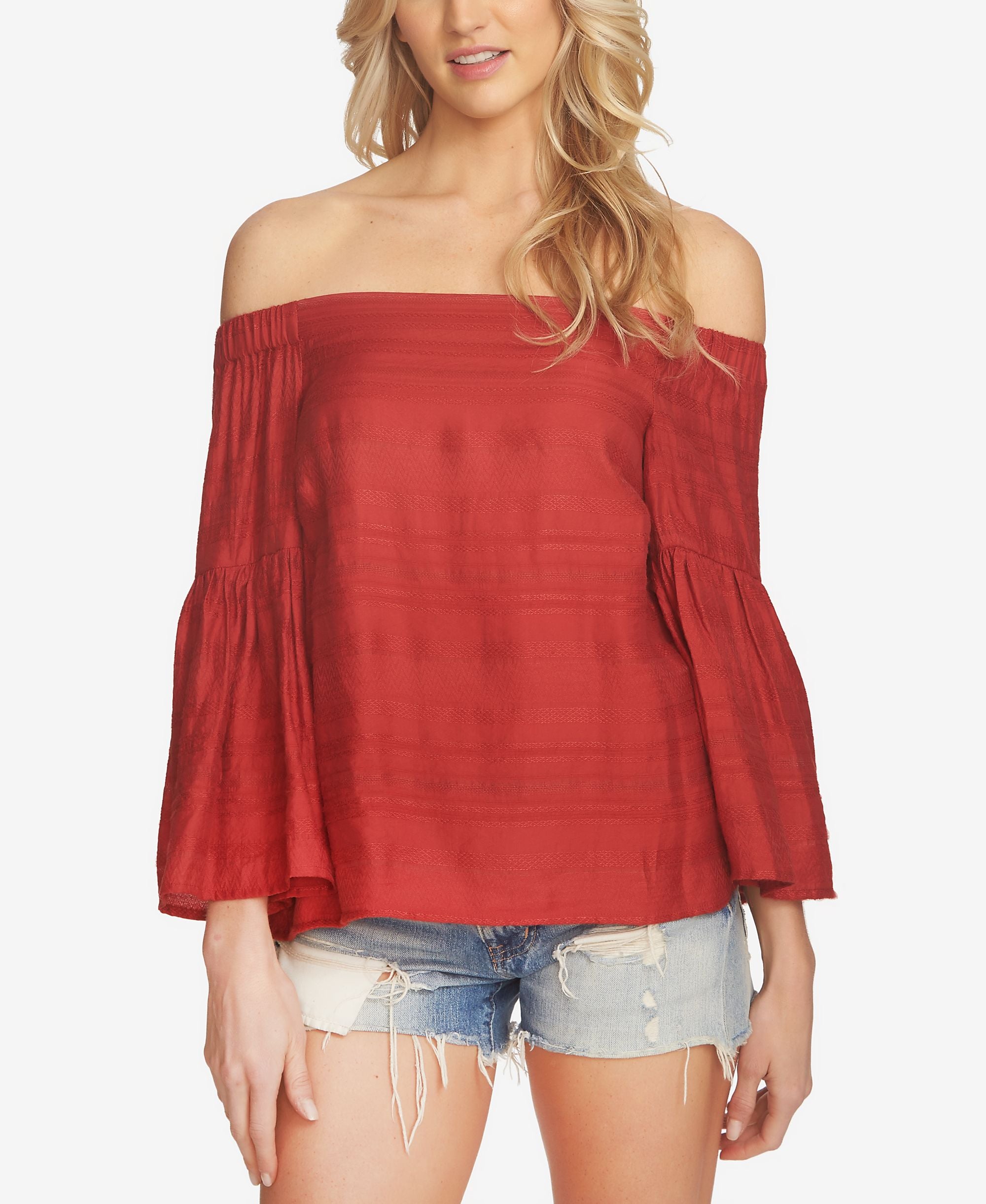 1.State Off The Shoulder Bell Sleeve Premium Top