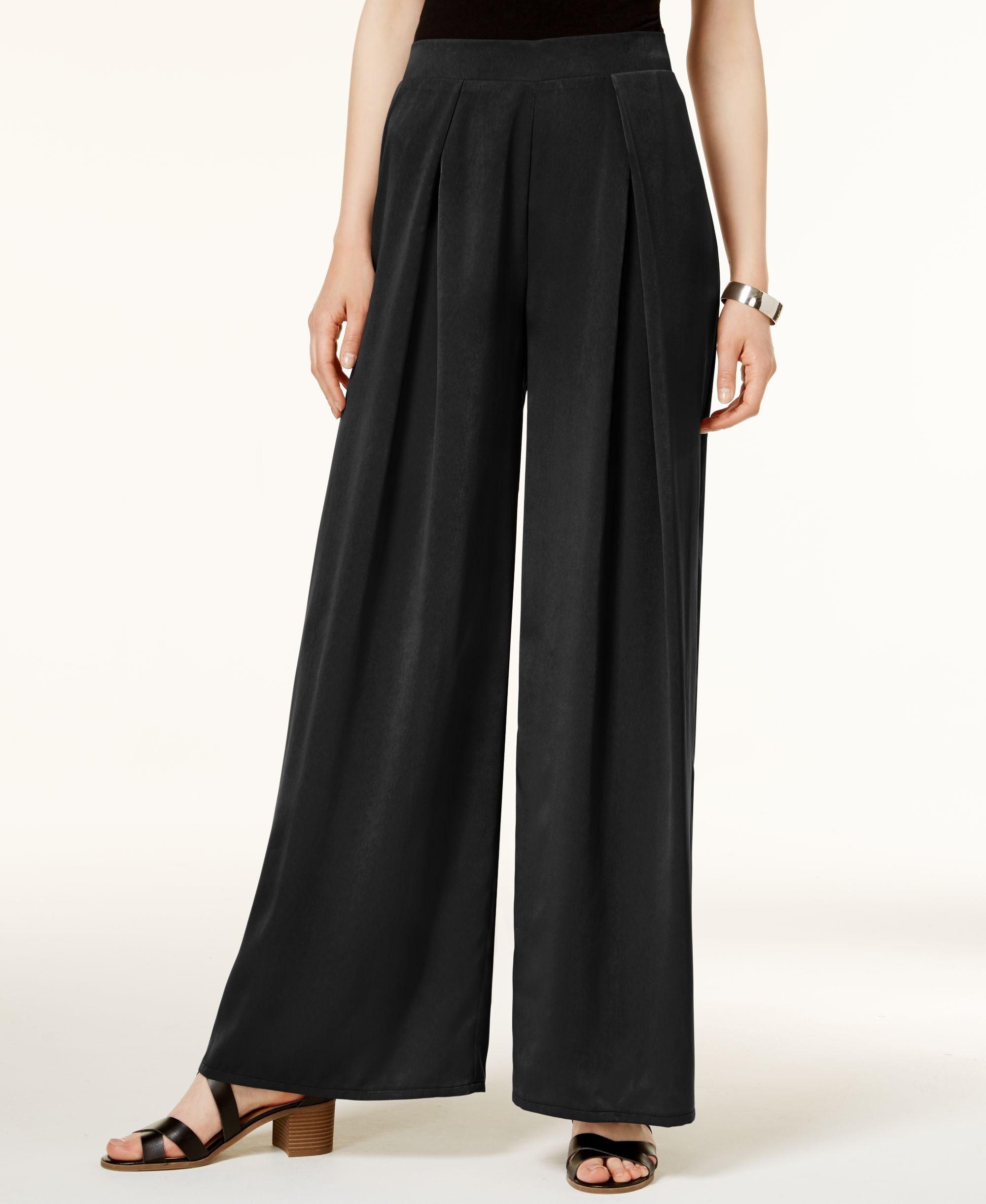 BAR III Pleated Wide-Leg Soft Signature Pants