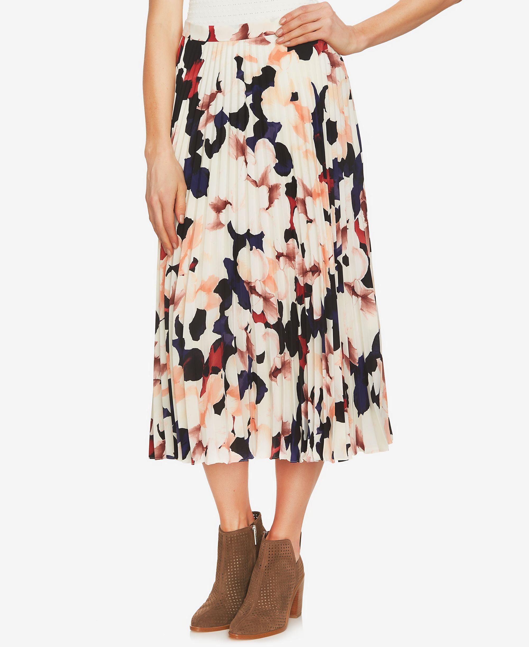 1.State Printed Pleated Midi Modern Skirt