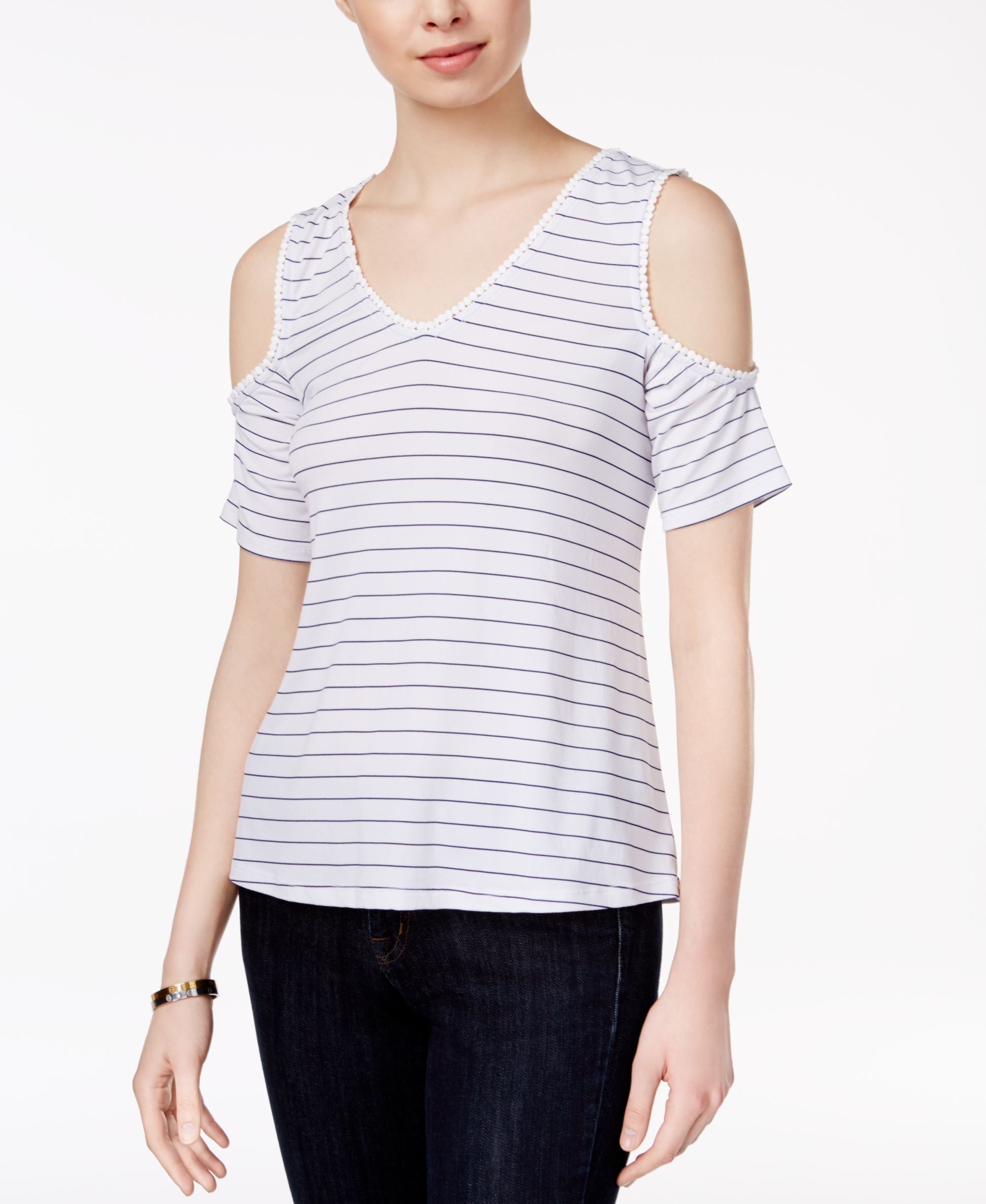 Maison Jules Crisscross Back Cold Shoulder Premium Top