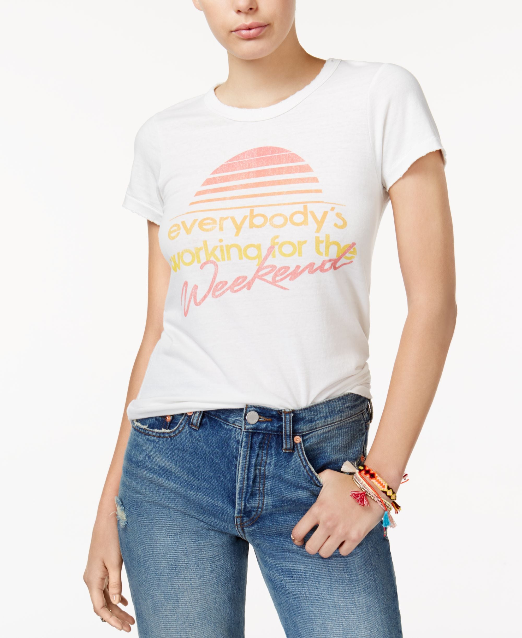 Junk Food Cotton Working For The Weekend Graphic T-Modern Shirt