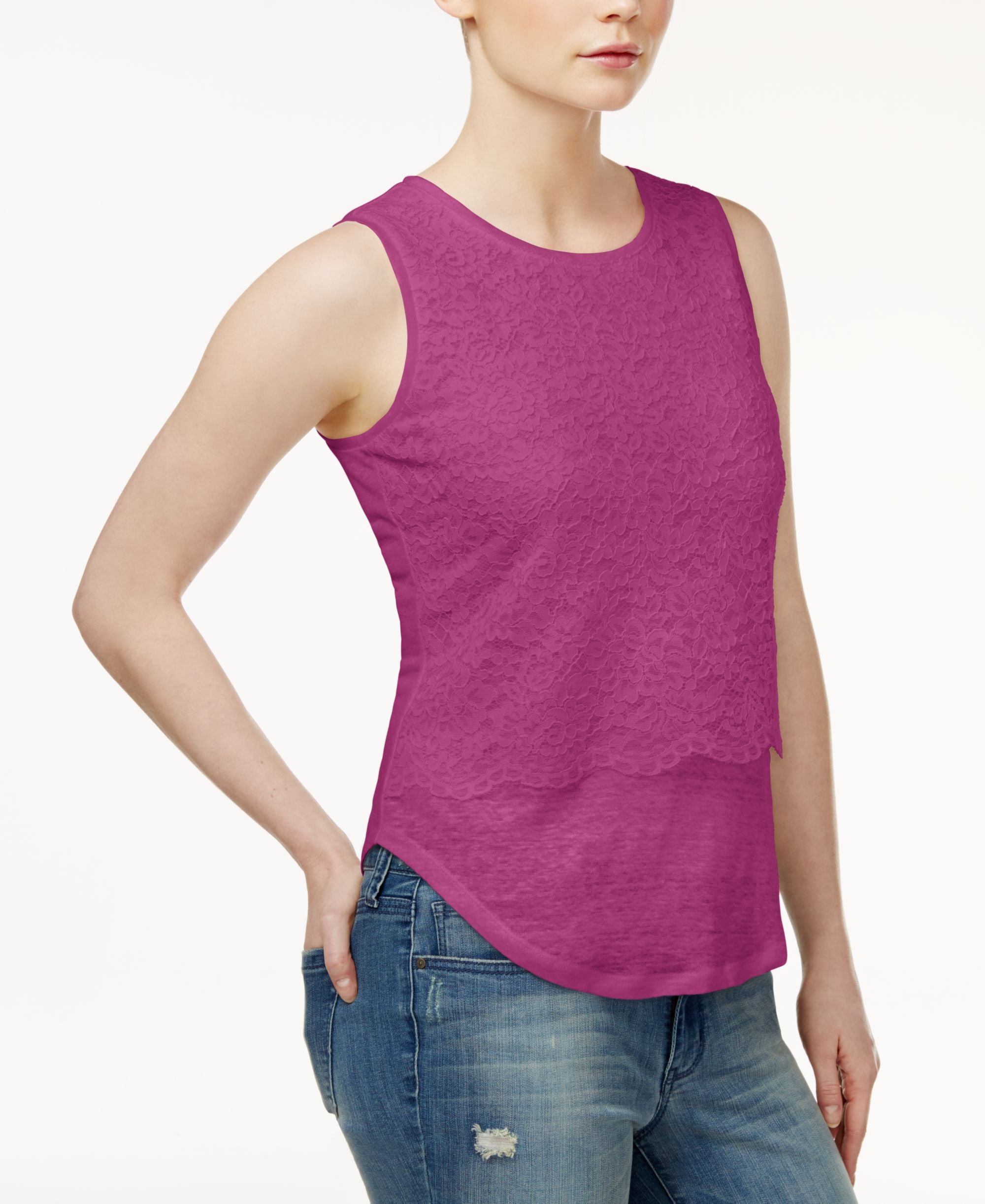 Maison Jules Lace Layered Look Premium Top