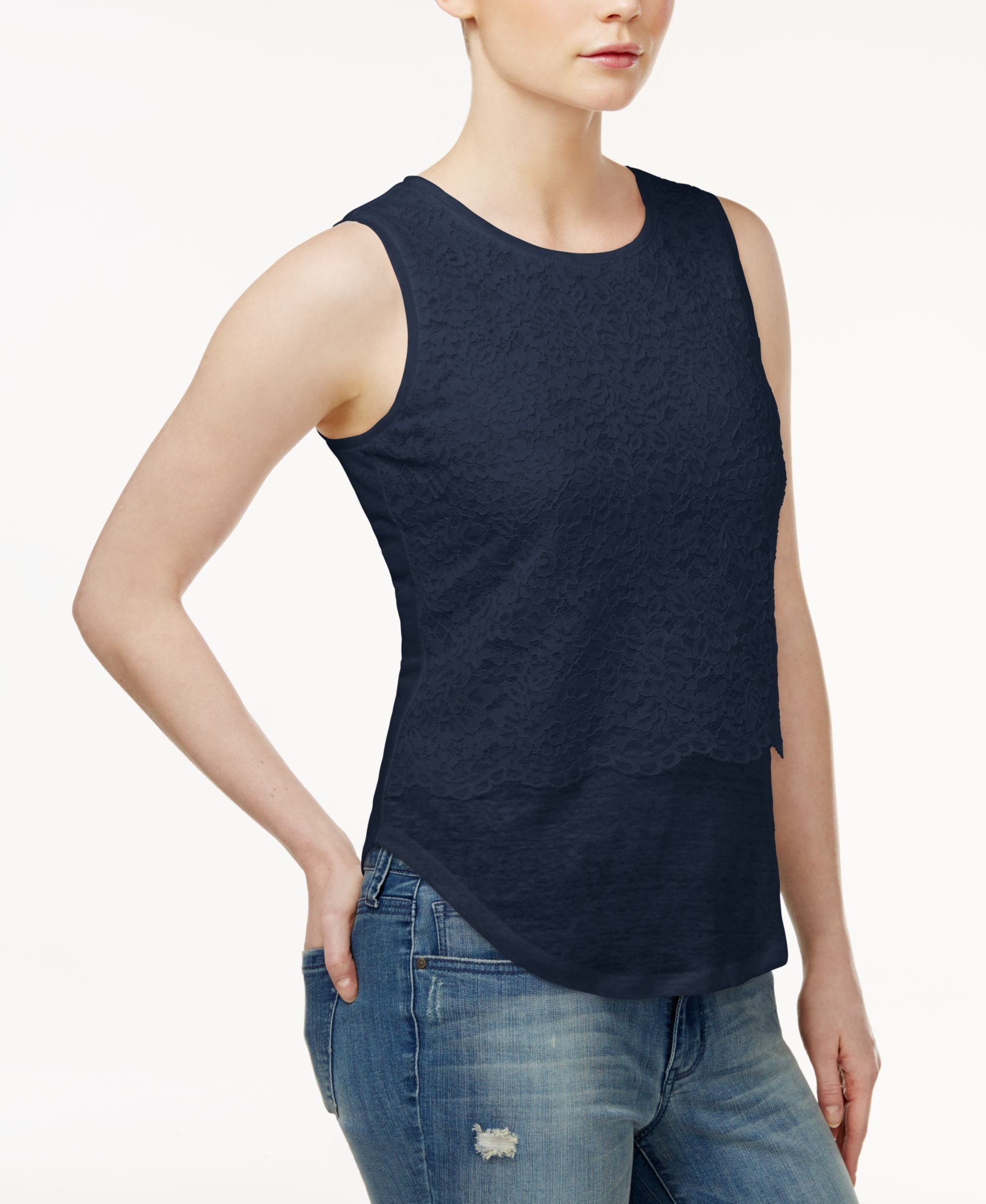 Maison Jules Lace Layered Look Premium Top