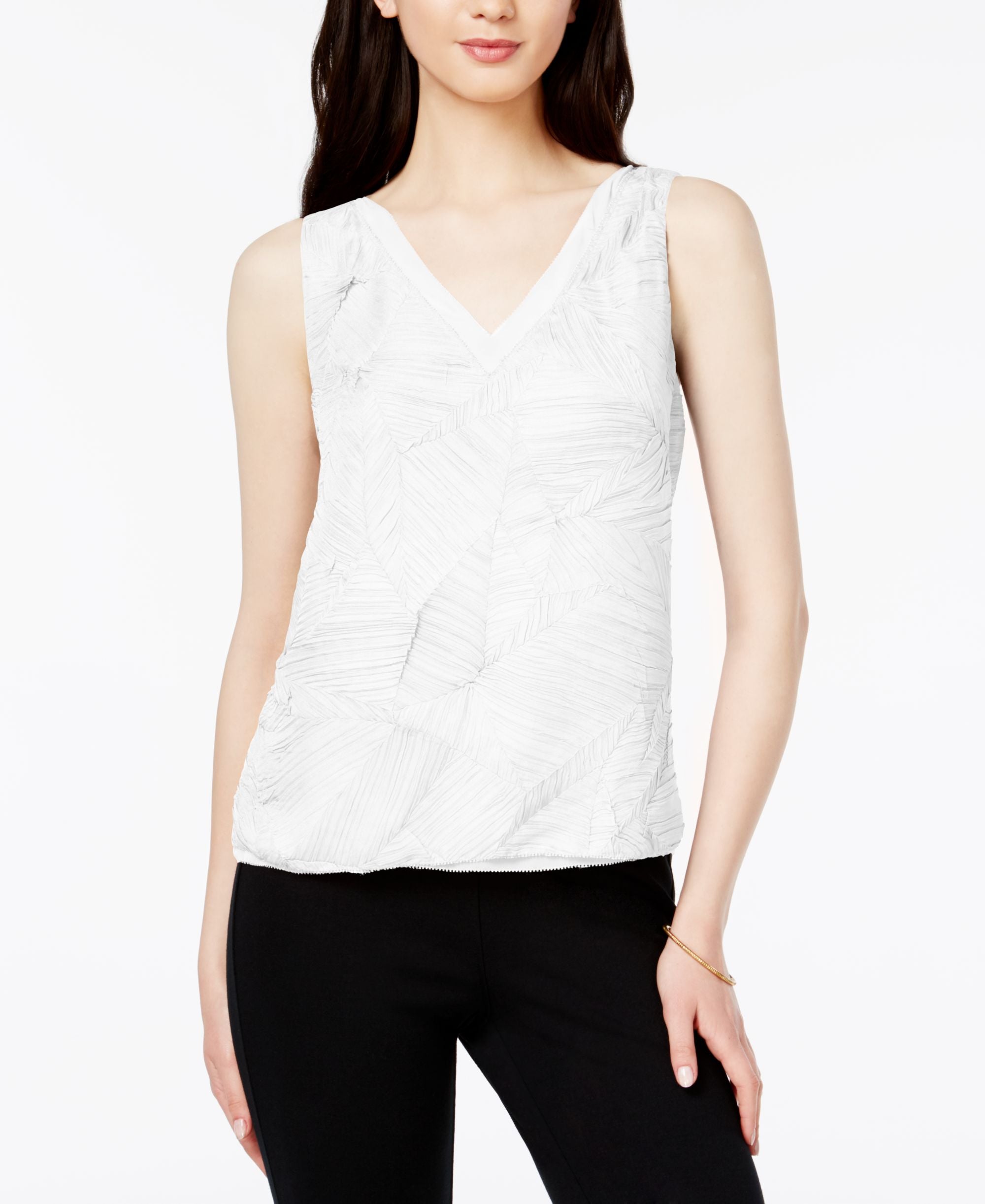 BAR III Textured V Neck Premium Top