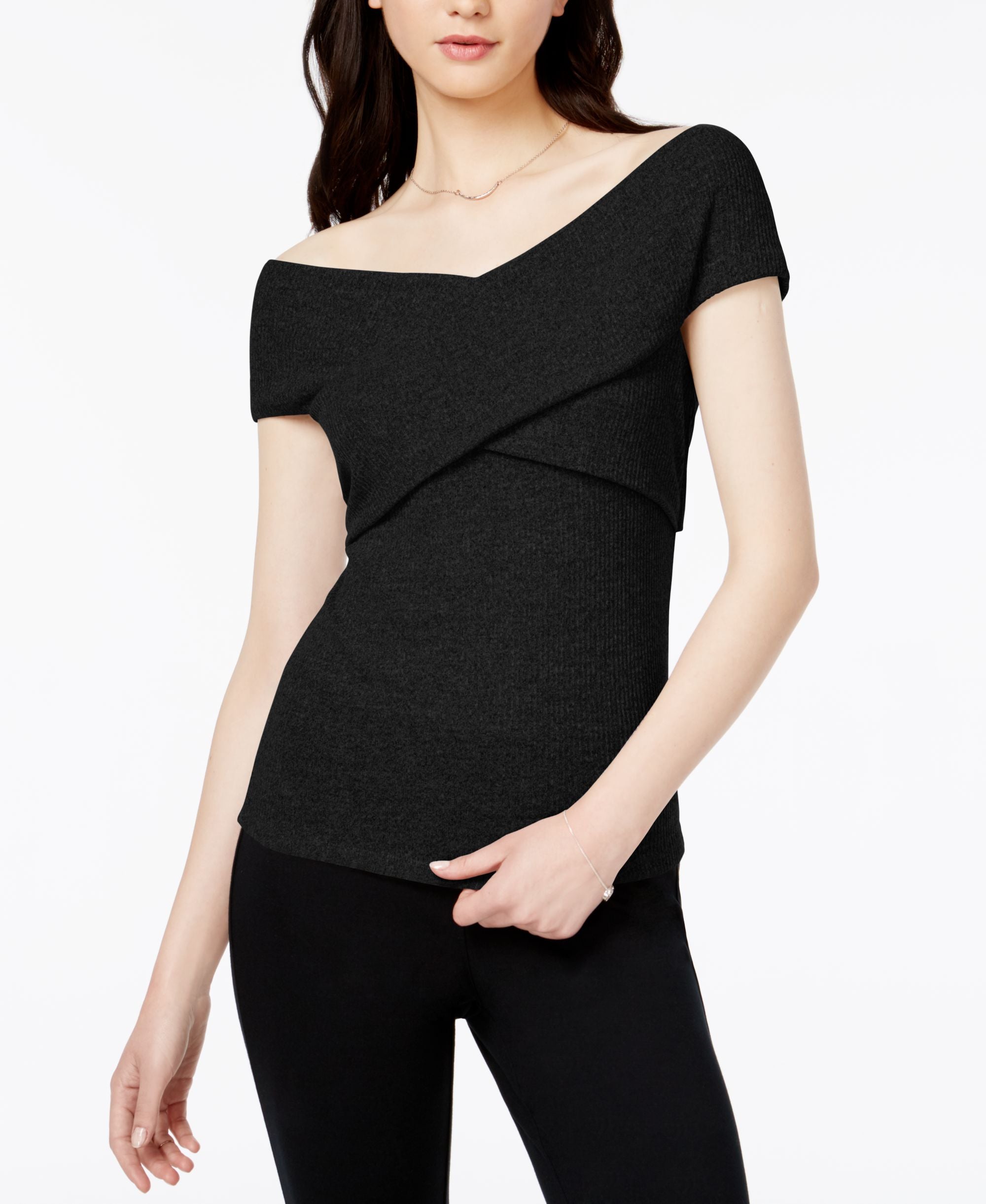 Bar III Off The Shoulder Crisscross Premium Top