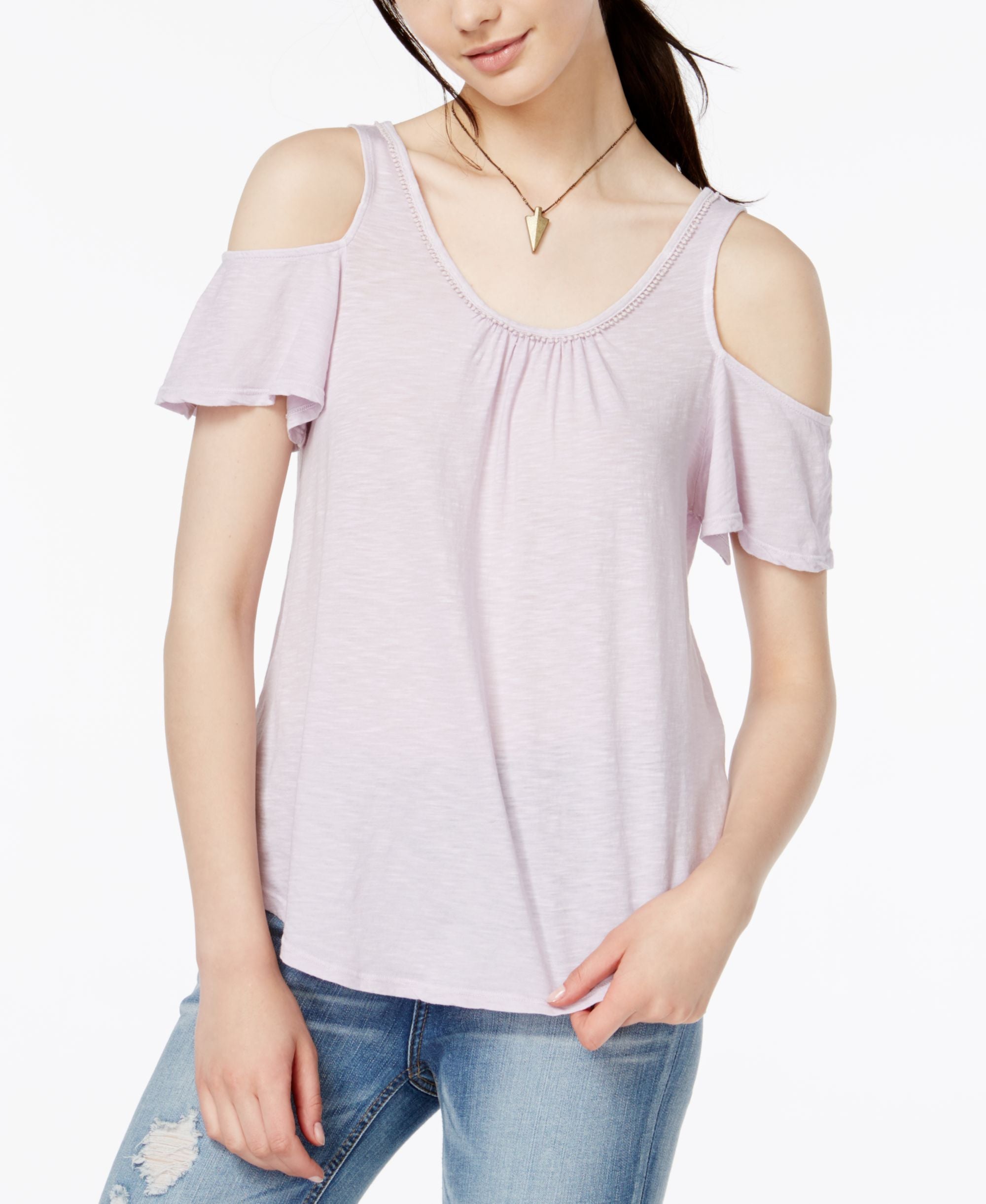 Lucky Brand Scoop Neck Cold Shoulder Premium Top