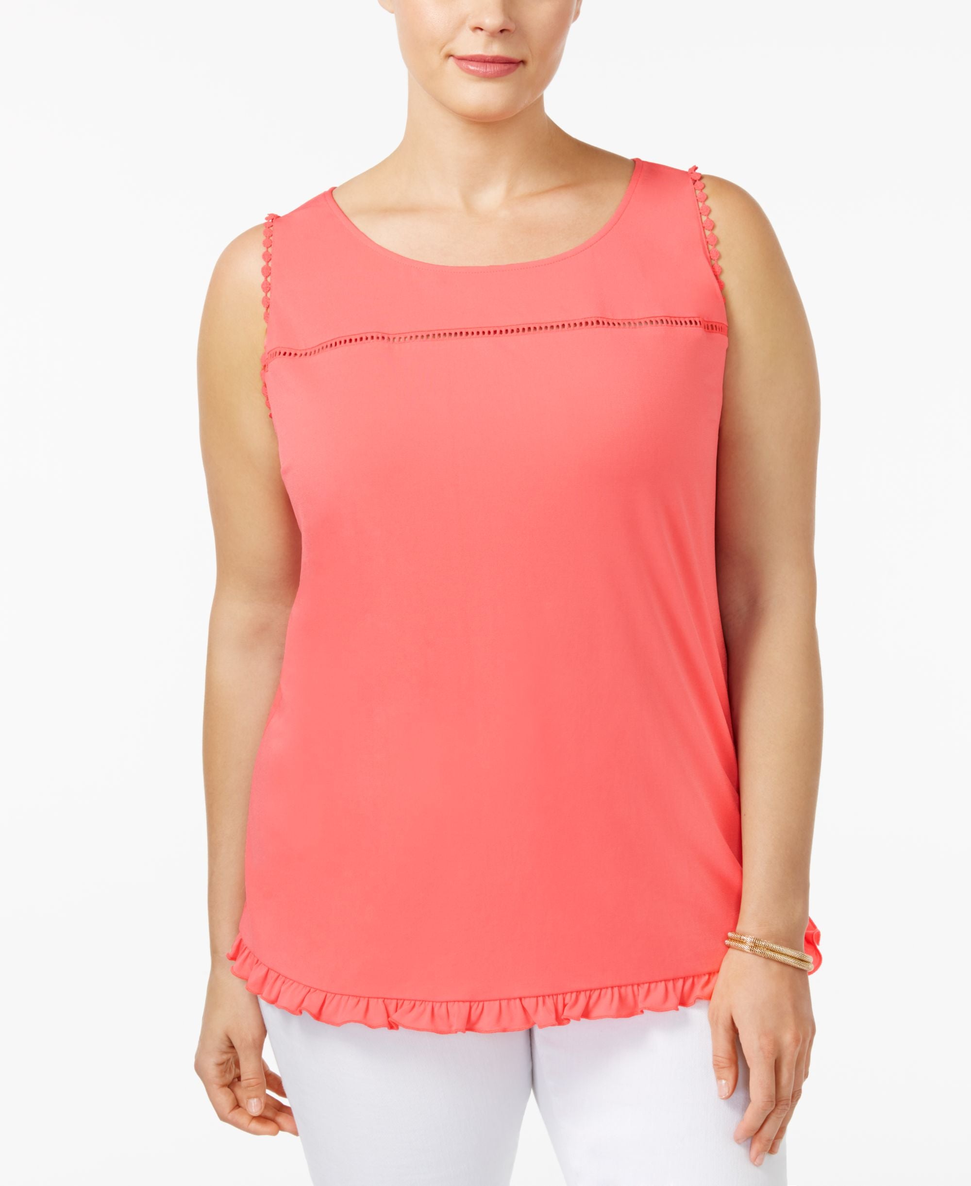 NY Collection Plus Size Button Back Premium Top